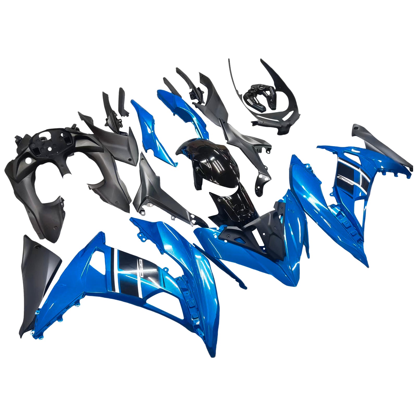 Kit de carénage en plastique ABS pour Kawasaki Ninja 650 EX650 2017-2019 Blue
