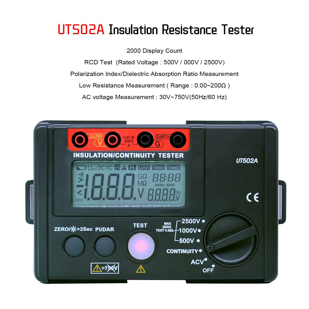 UT502A 2500V isolatie- en aardweerstandstester Megohmmeter voltmeter