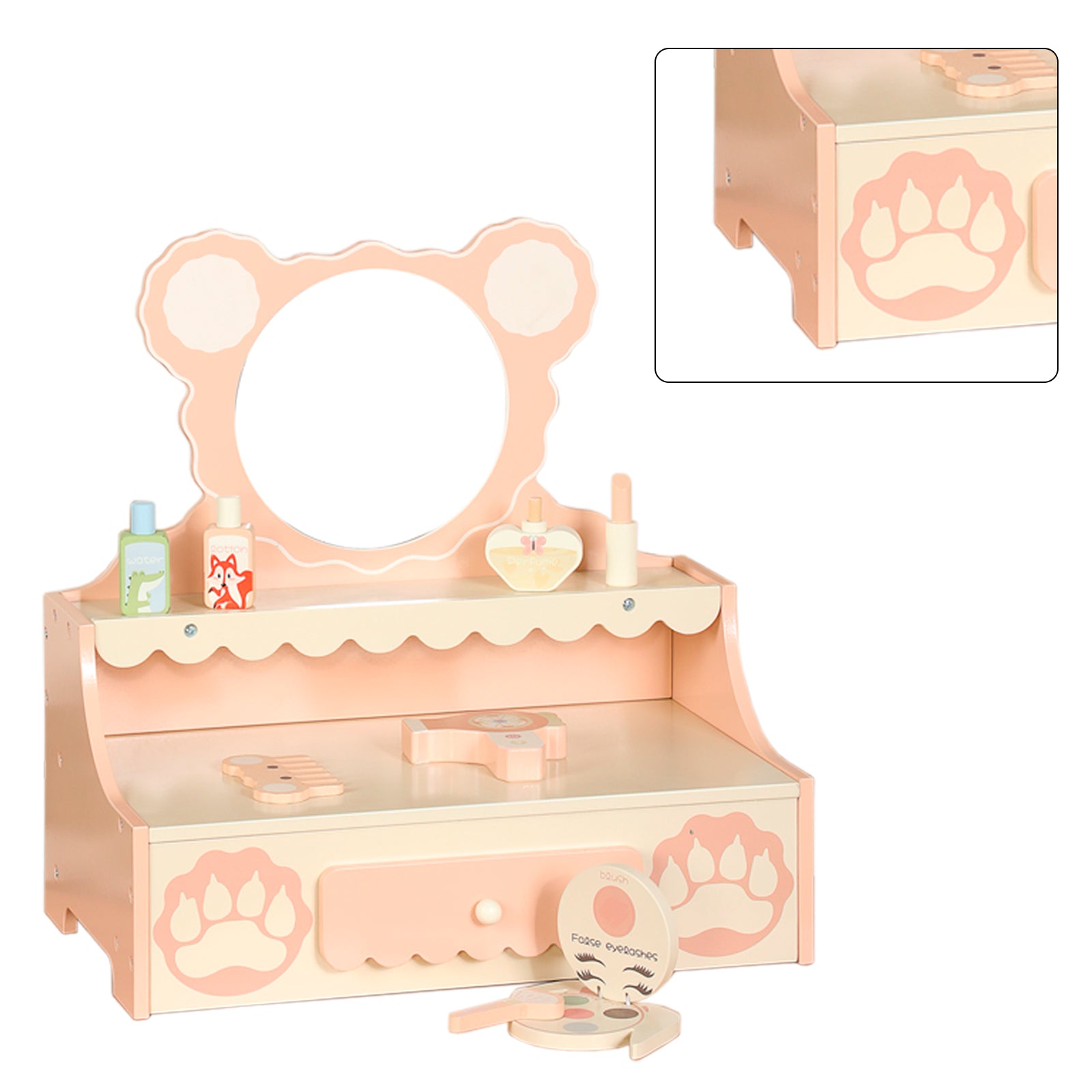 Kindermake-upset met spiegel en lades – kaptafel en make-upspeelgoed voor meisjes, perfect cadeau voor meisjes