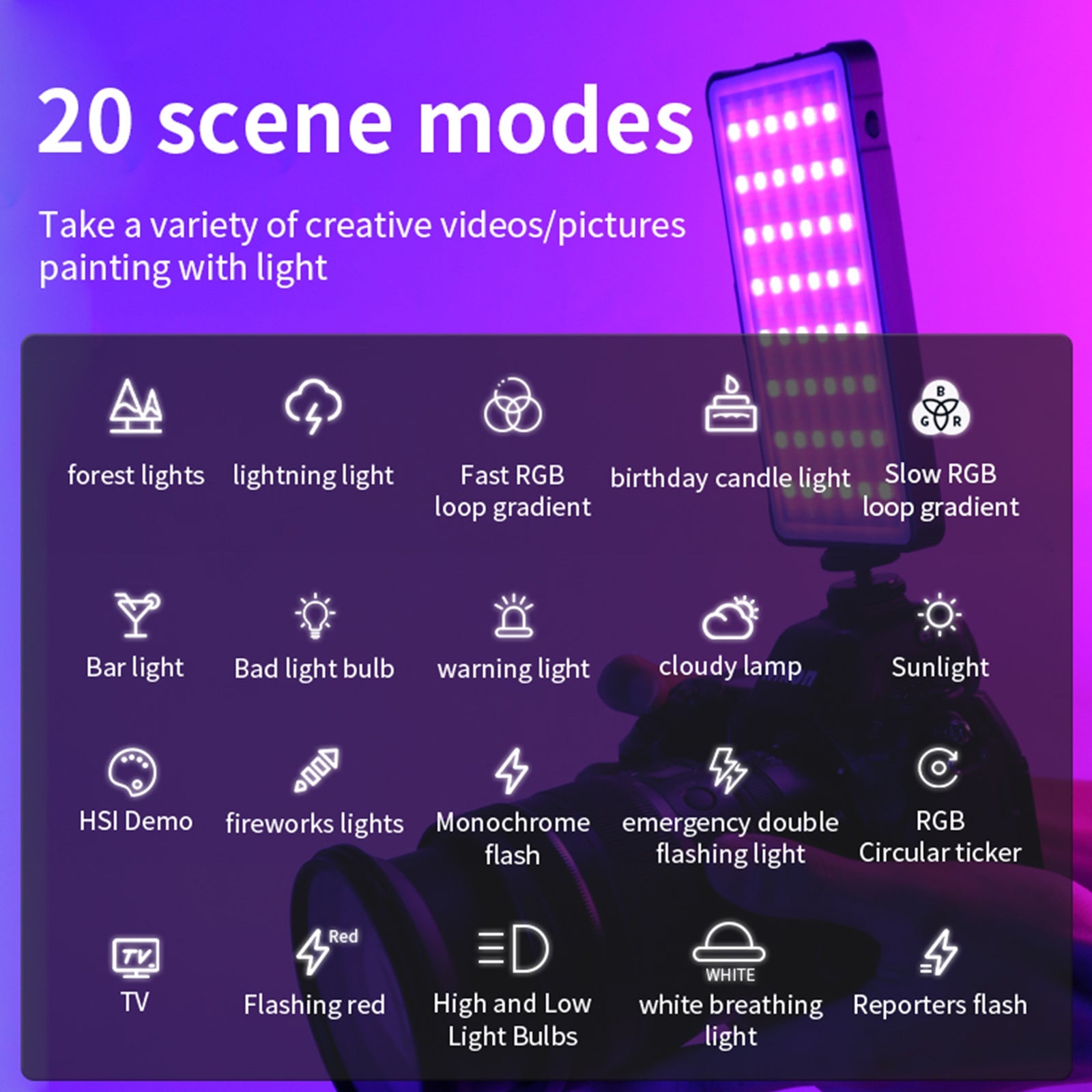 Kamera wideo D02 RGB Fill Light Telefon komórkowy Kolorowe światło wypełniające LED na żywo