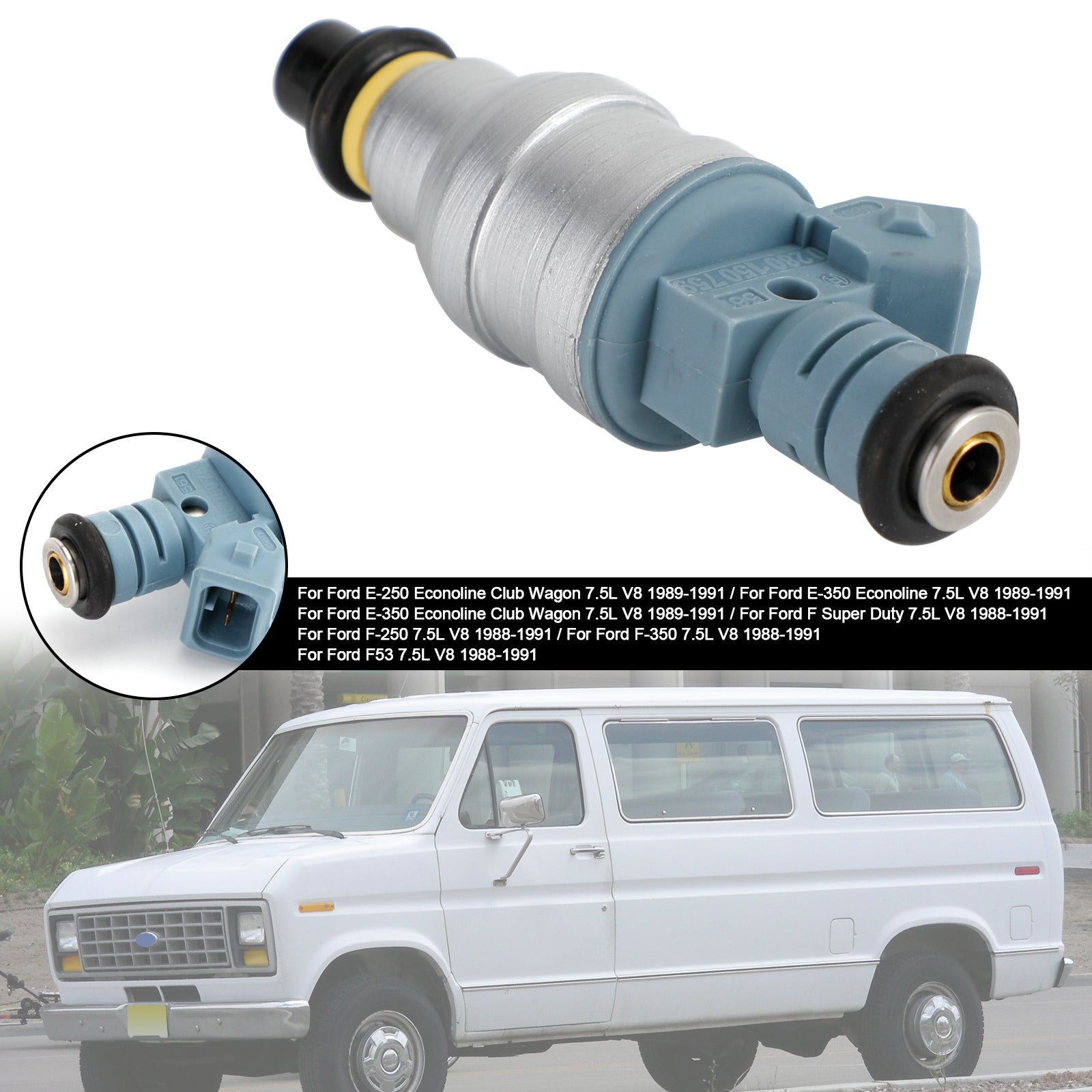 1PCS Fuel Injector 0280150759 Pour Ford E-250 E-350 7.5L V8 1988-1991 822-11120