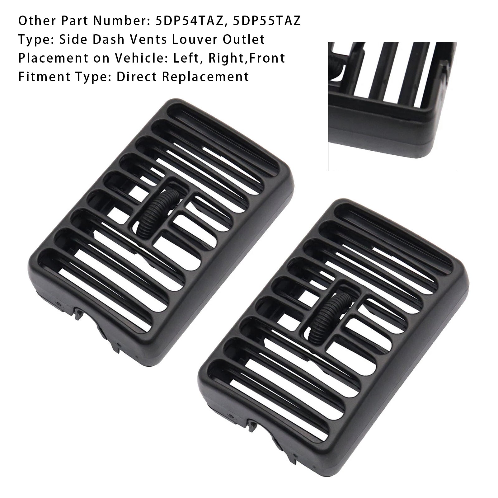 1997-2006 Jeep Wrangler TJ 2PCS Aérateurs latéraux pour tableau de bord Sortie d'air Conducteur Passager