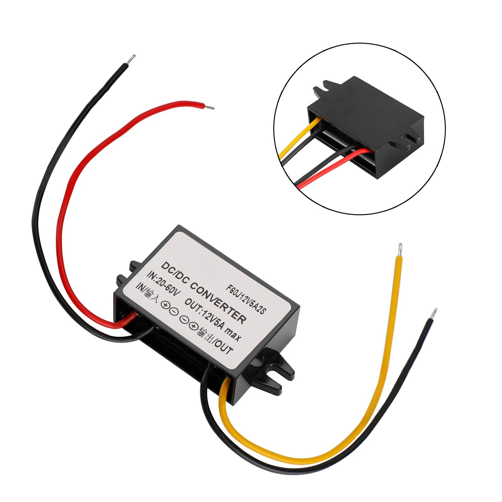 CC-spanningsregelaar, spanningsverlagingsconverter, 20-60 V tot 12 V, 5 A, 60 W