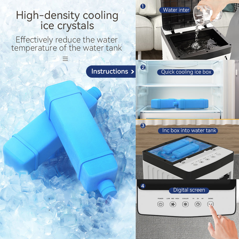 Air acondicionador evaporativo de 10 l 3 en 1 con un ventilador y un humidificador de control remoto