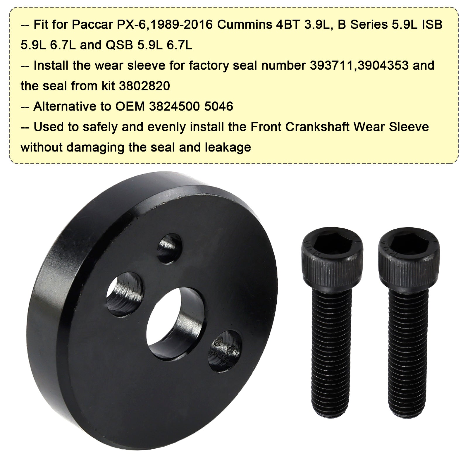 Strumento per lo smontaggio e l'installazione di albero motore anteriore e posteriore Cummine 3,9 L, 5,9 L, 6,7 L 1989-2016