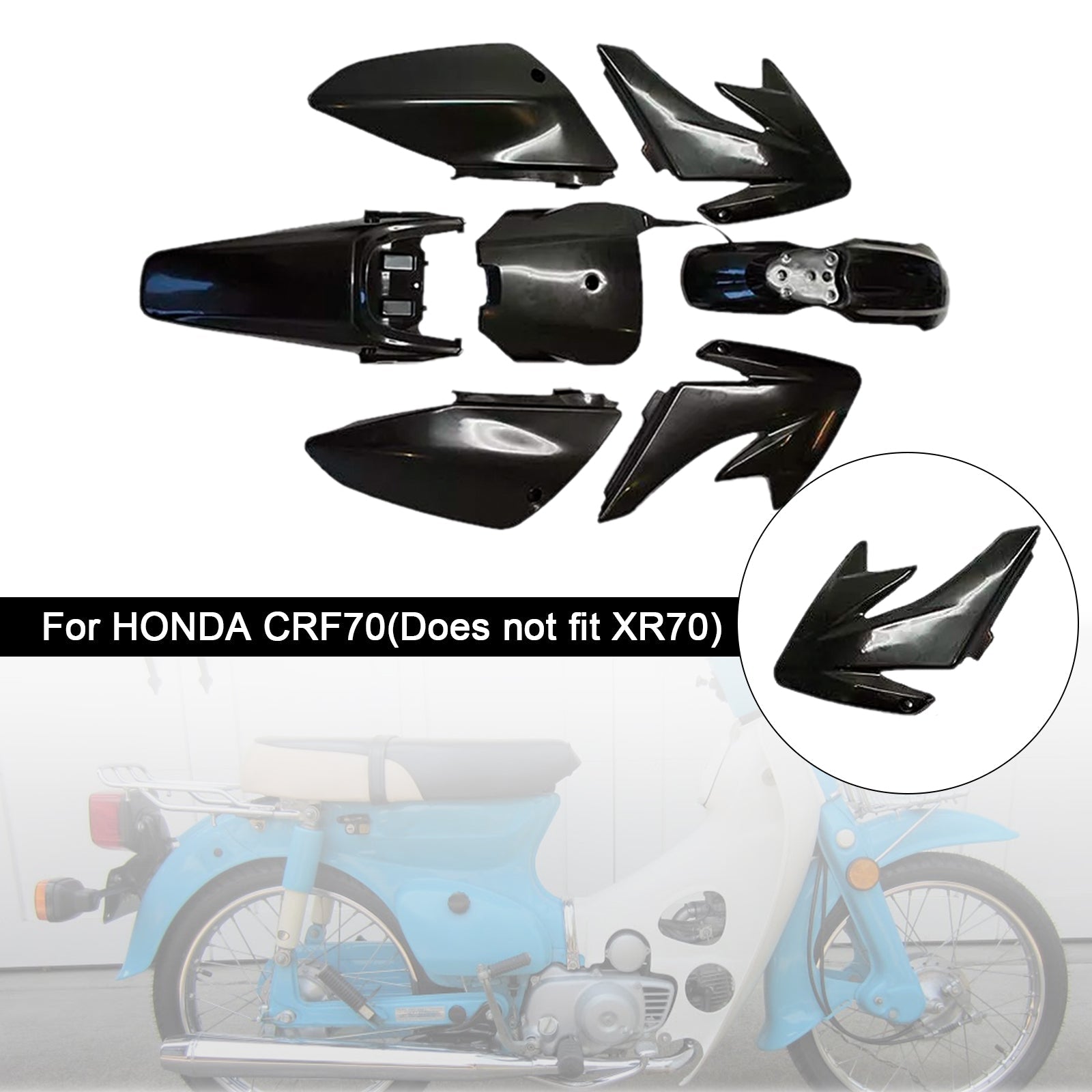 Kit carrosserie plastique et carénage garde-boue pour moto tout-terrain HONDA CRF70