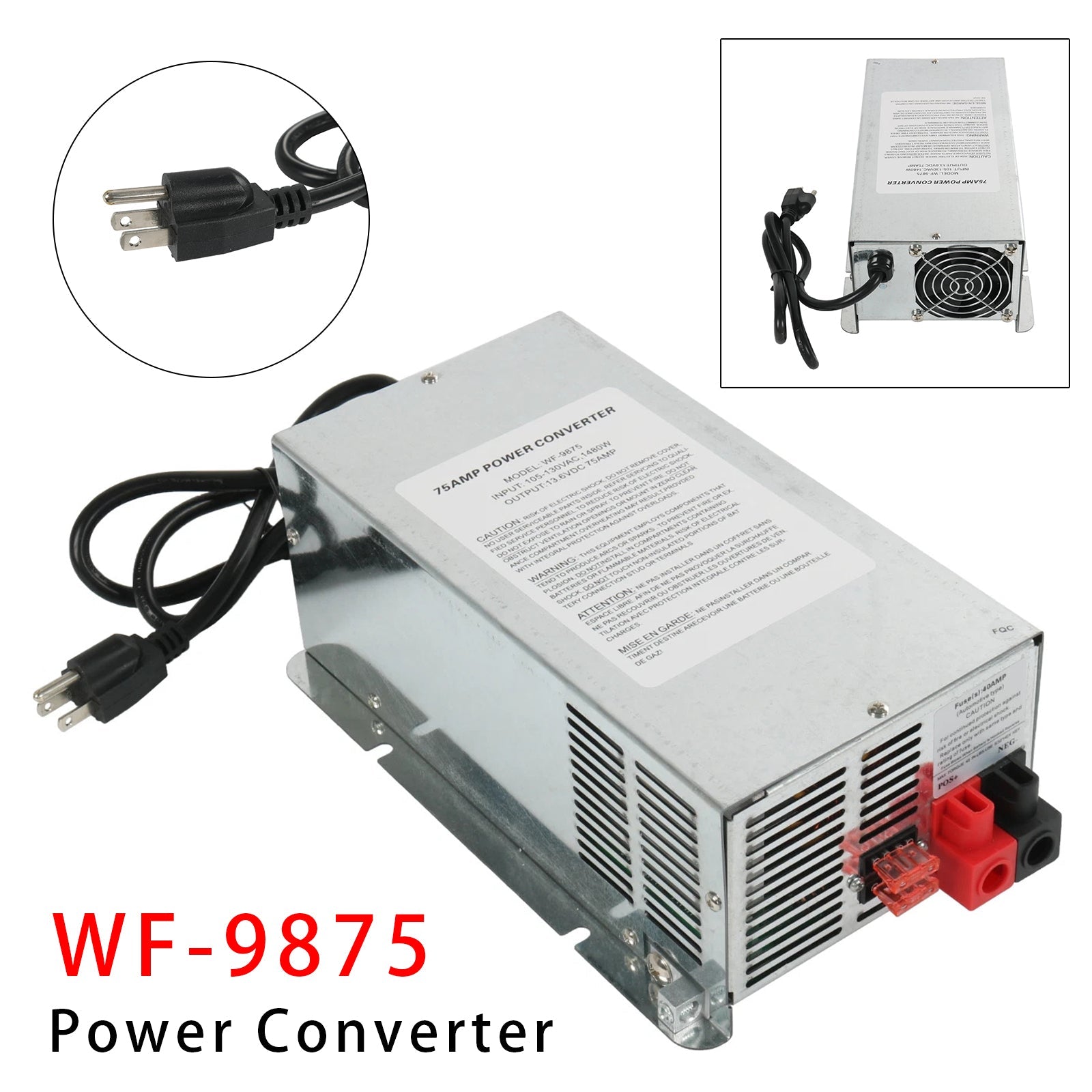 WF-9875 converteroplader, 75A DC-uitgang, dekmontage