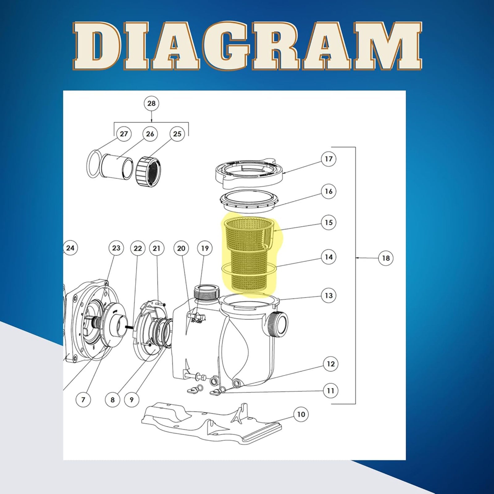 Bomba de cesta grande 355667 para piscina y bomba de spa