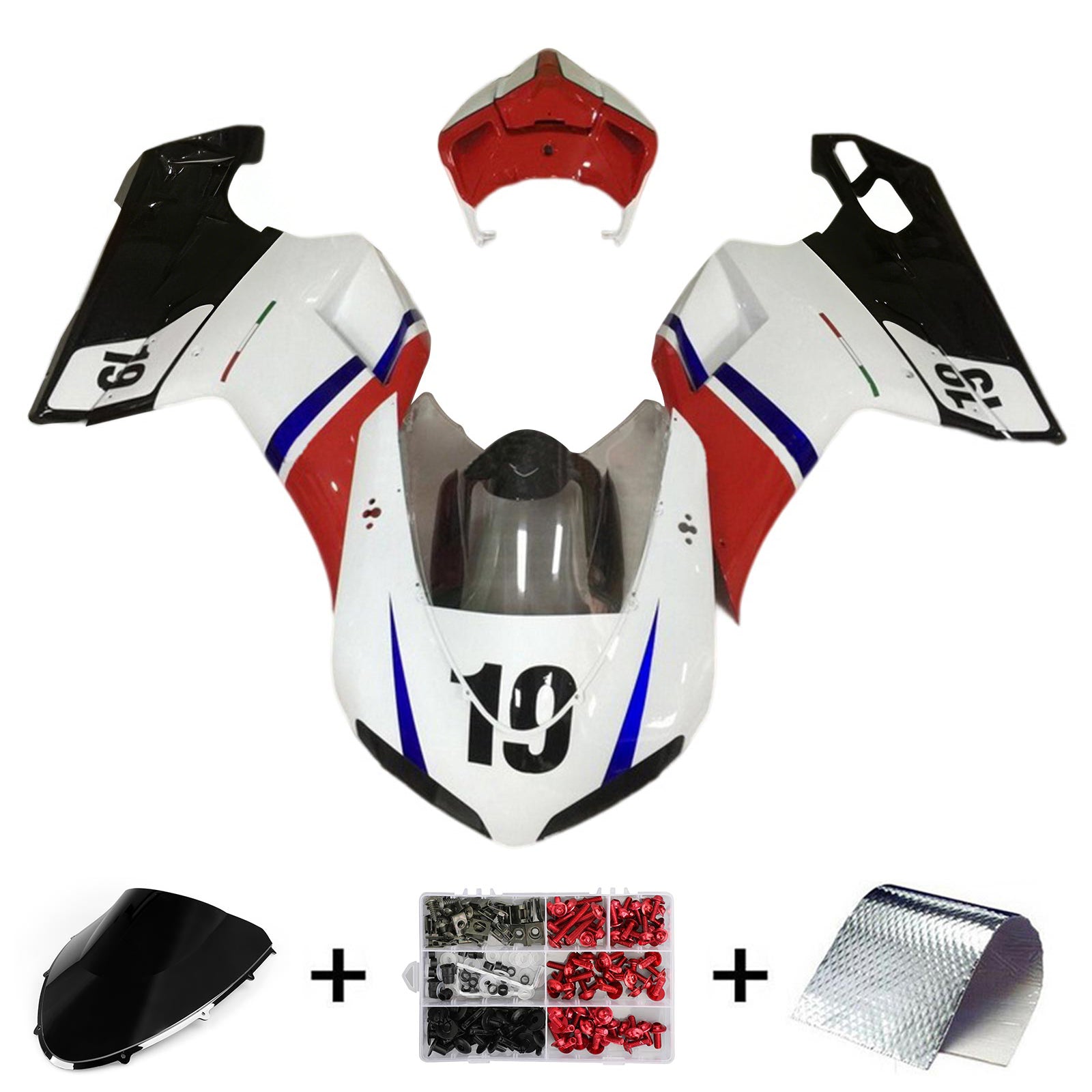 Kit de carénage en plastique ABS compatible avec Ducati 1098 / 1198 / 848 2007-2011