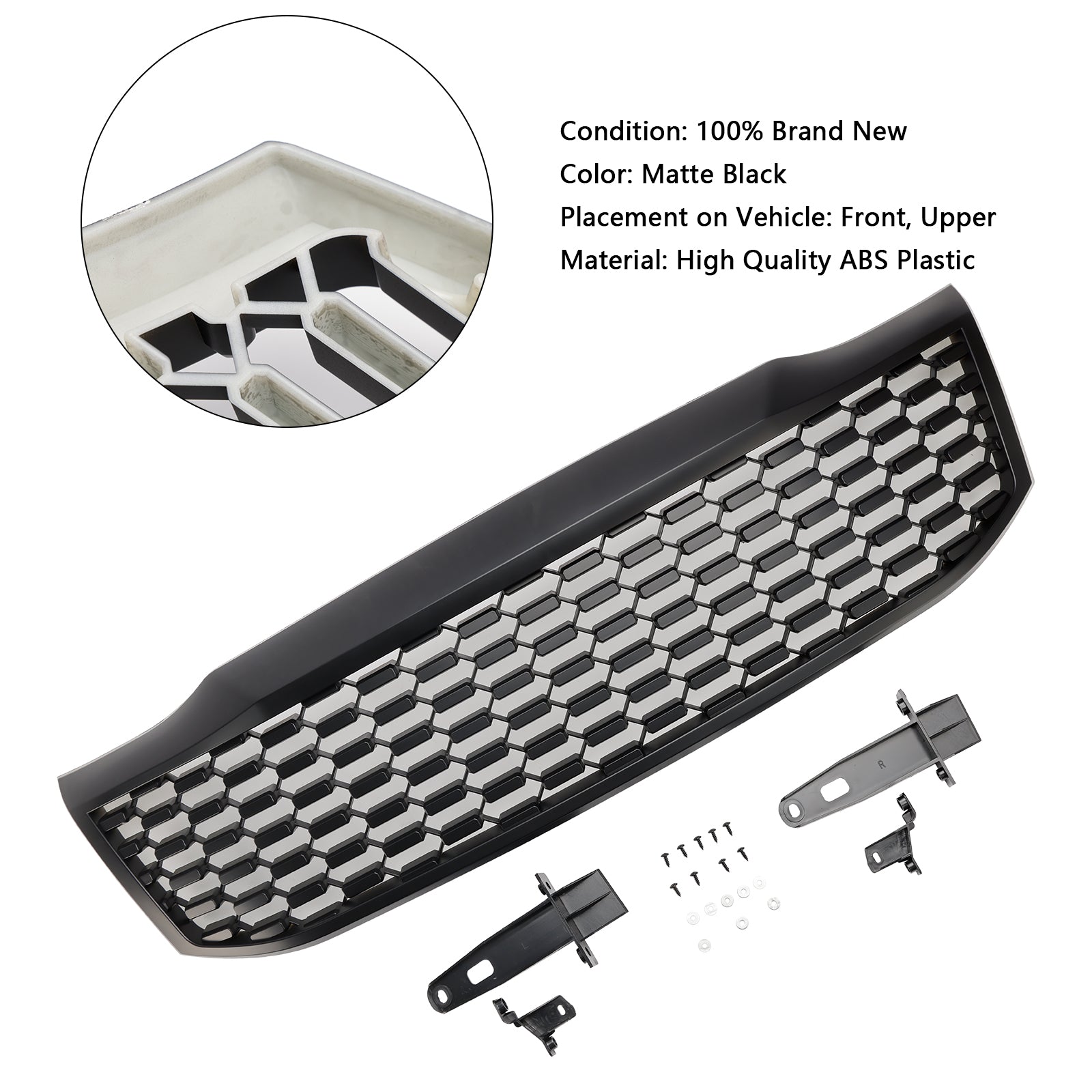 Grille de pare-chocs avant noire mate pour Toyota Hilux Vigo MK7 2012-2014