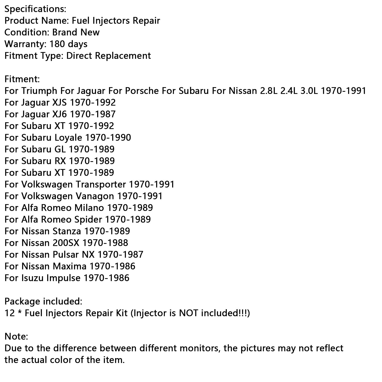 Kit di riparazione dell'iniettore di carburante a 12 pezzi per Nissan Maxima 1970-1986