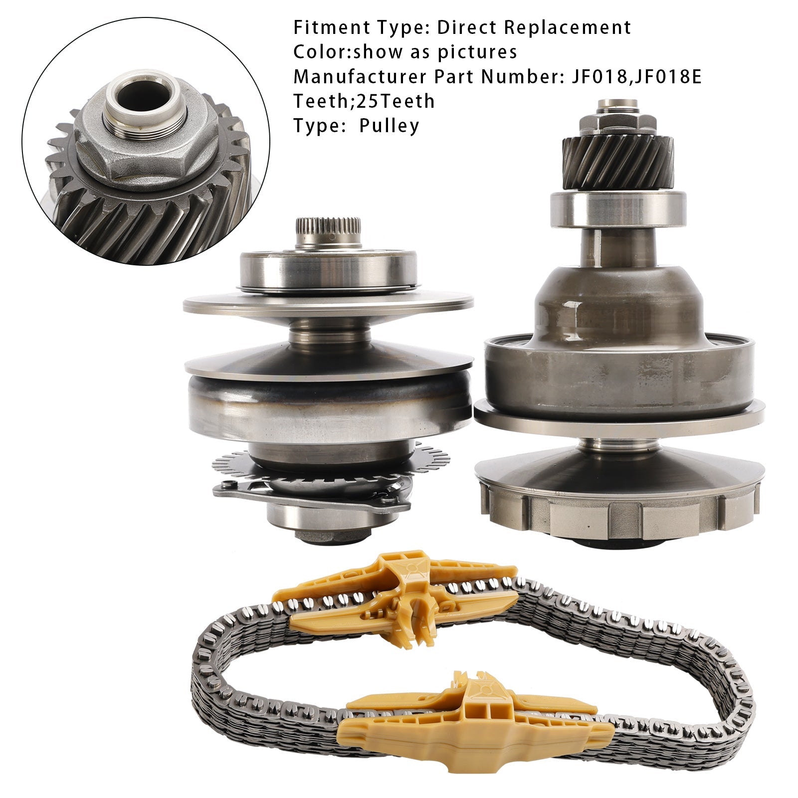 Poulie de transmission automatique CVT JF018 JF018E avec chaîne à courroie pour Nissan 25 dents