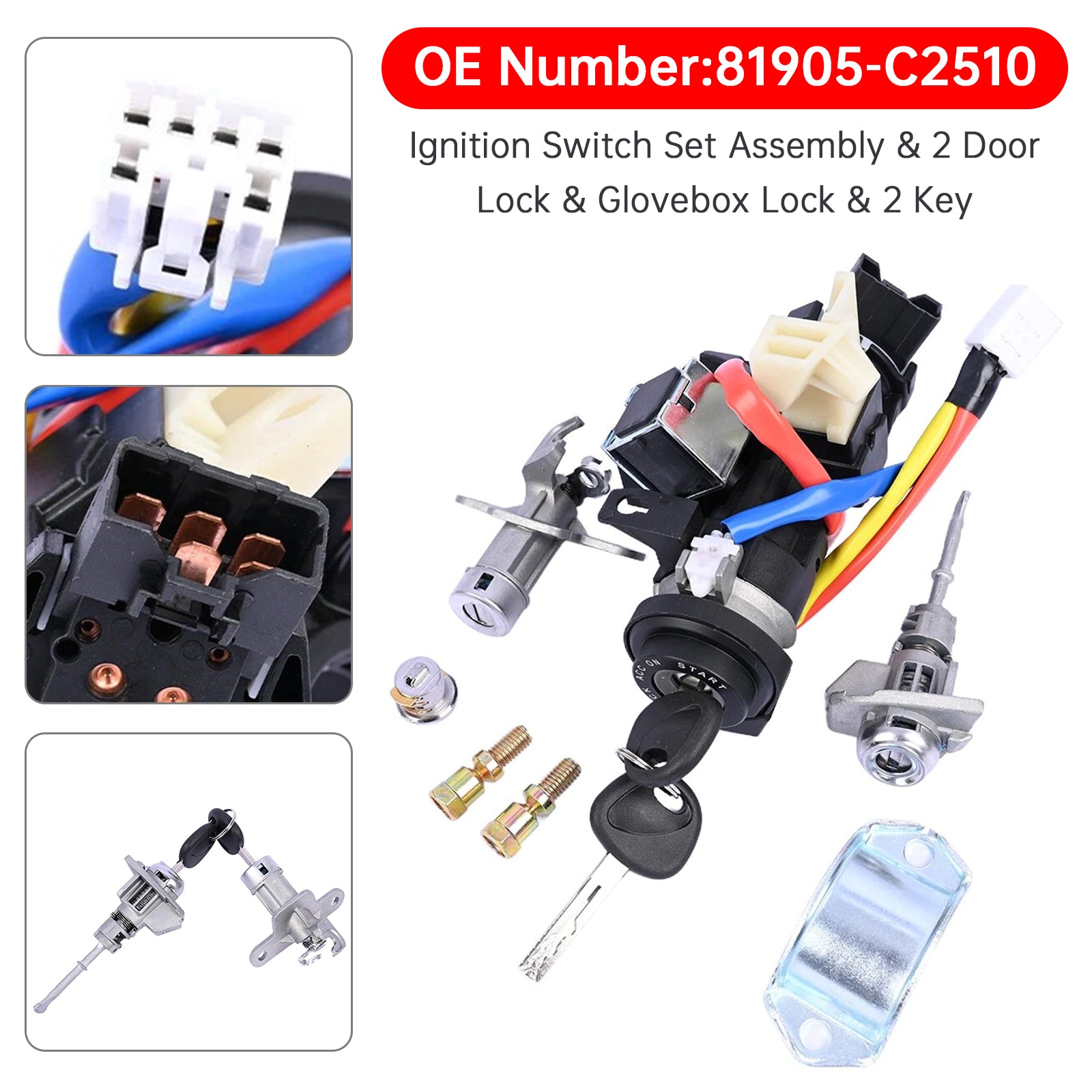 Ensemble de barillet de verrouillage d'allumage pour Hyundai Sonata 2015-2019 81905C2510