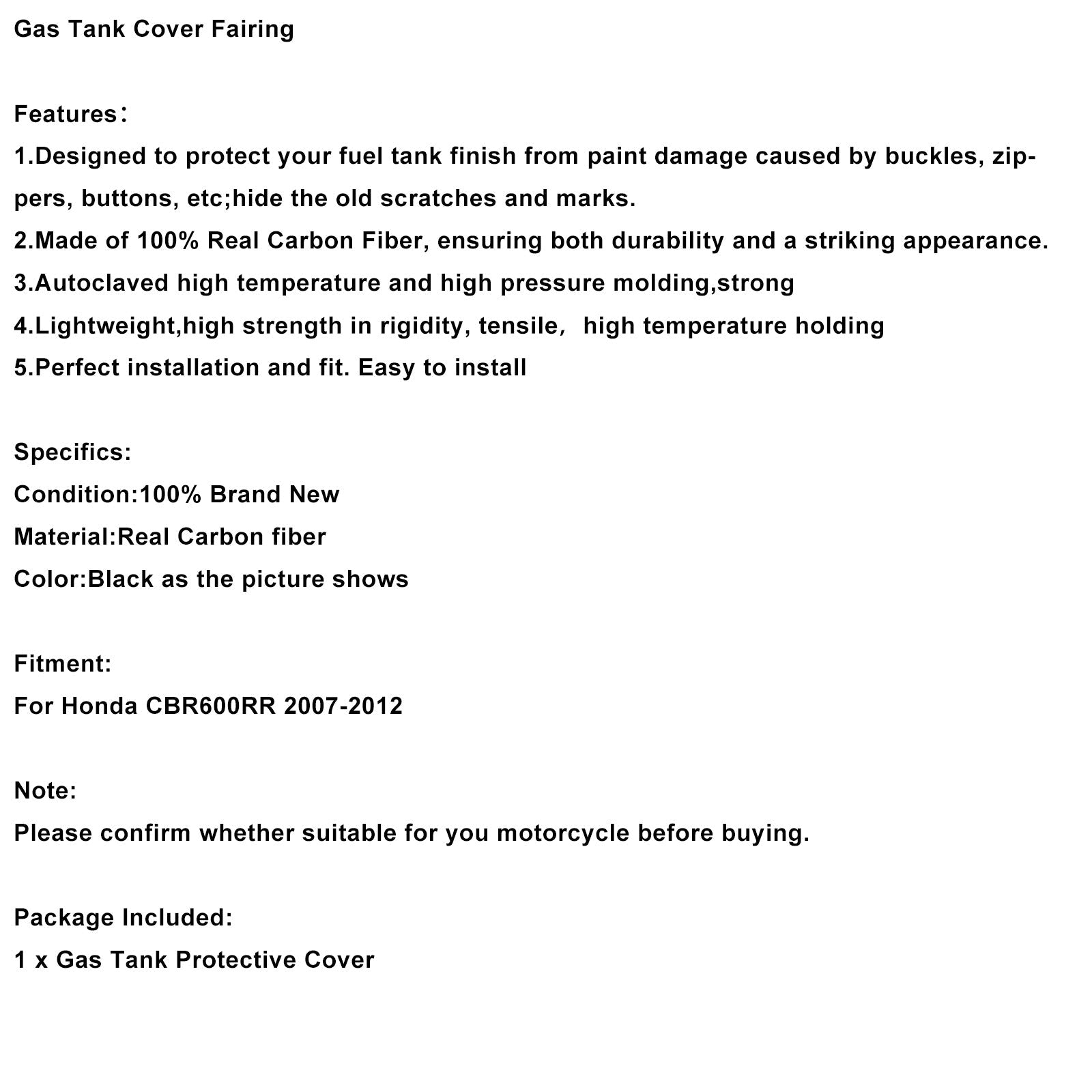 Originele koolstofvezel tankkuip voor Honda CBR600RR (2007-2012)