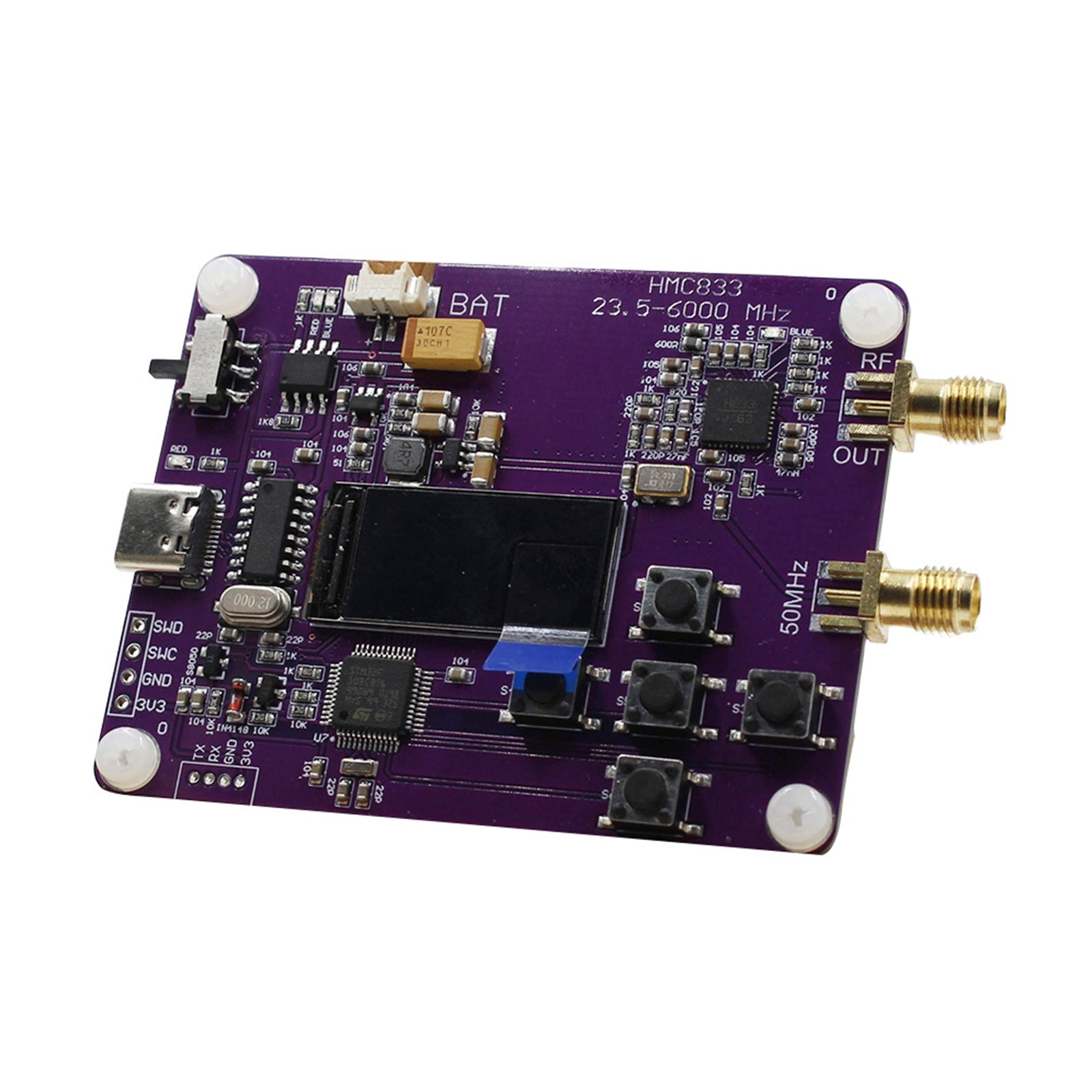 RF 6 GHz: n signaaligeneraattori, 23,5-6 000 MHz näppäimistö, OLED HMC833 -näyttö