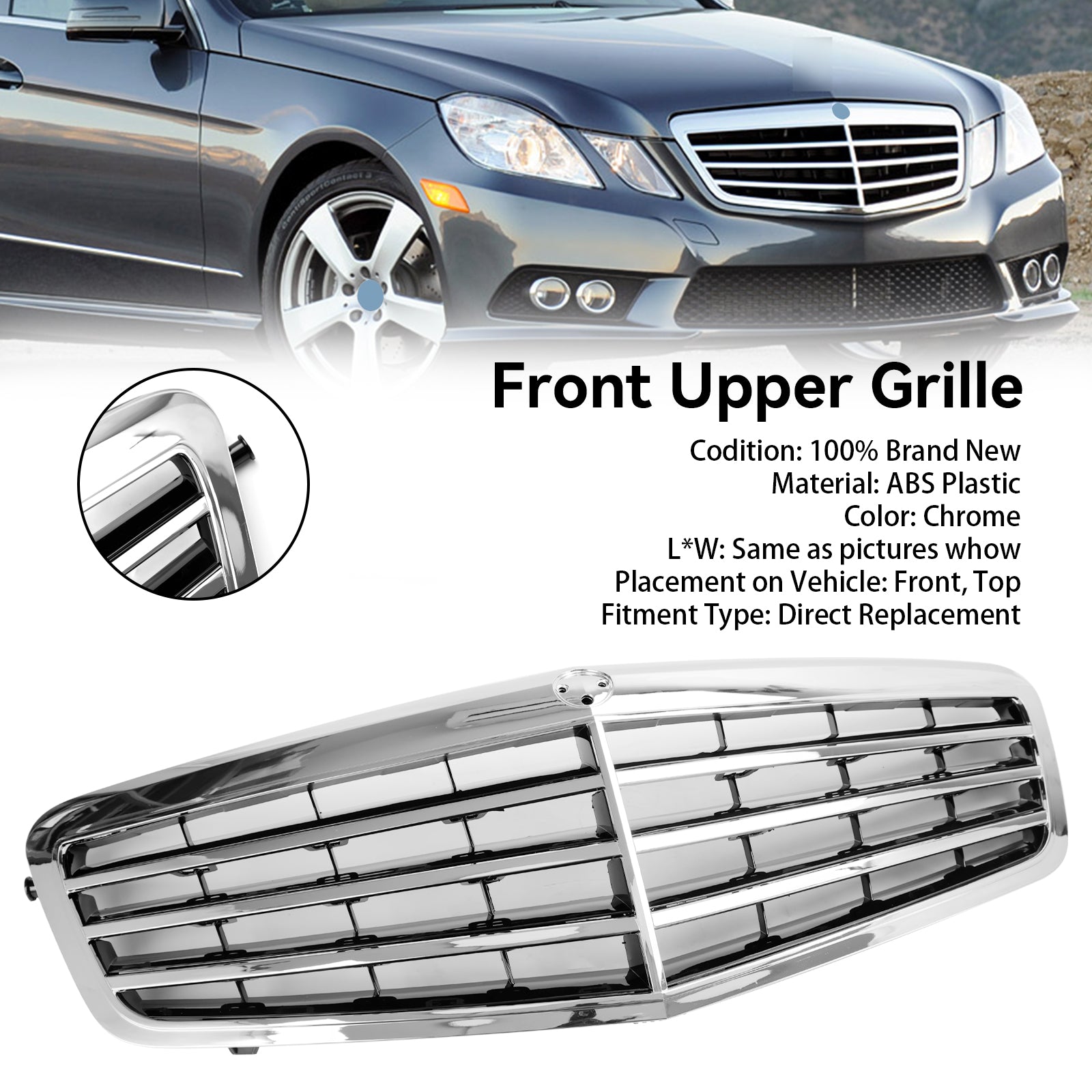 Griglia anteriore cromata per Mercedes-Benz Classe E W212 E350 E550 2010-2013
