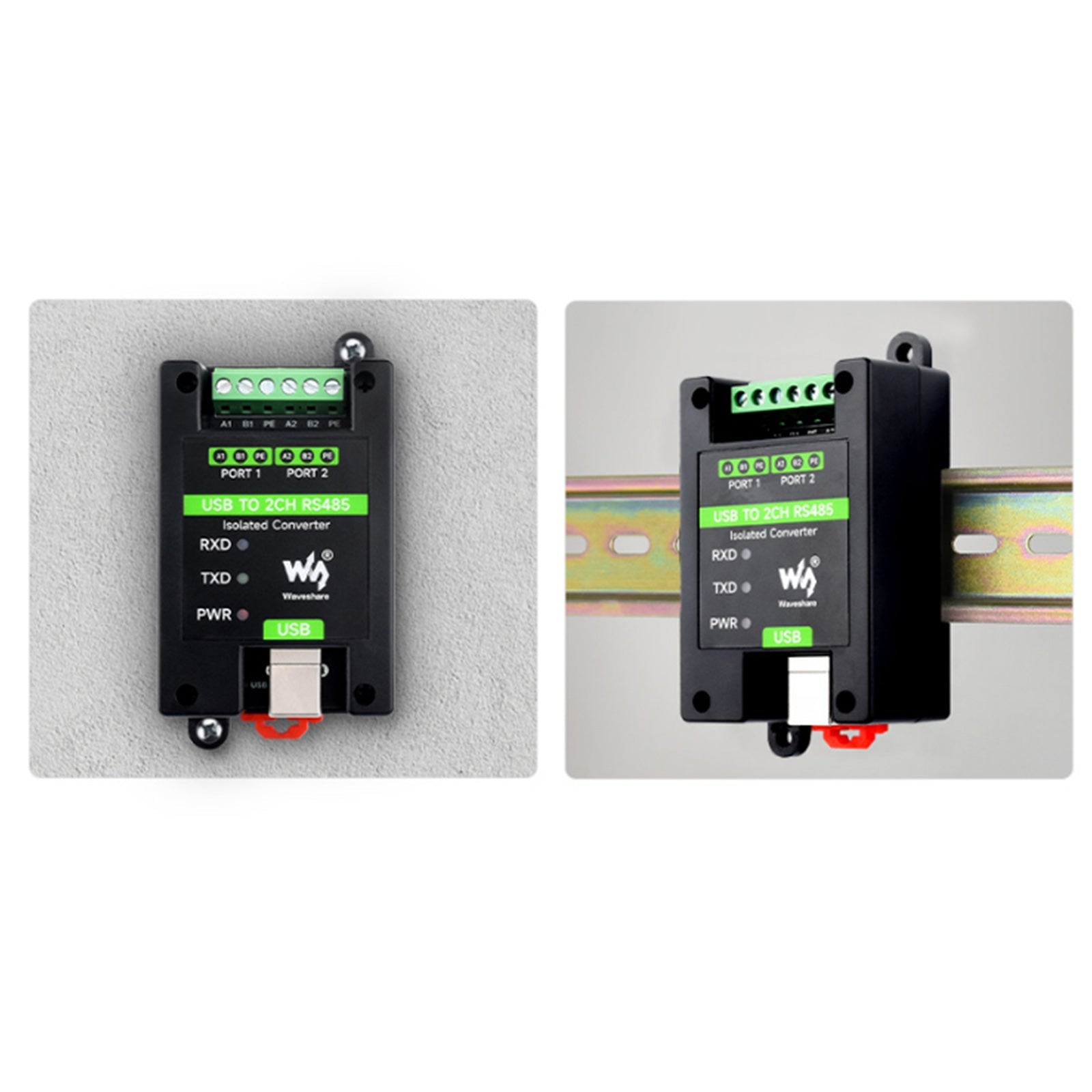 Installazione su binario di un convertitore industriale isolato da USB a porta seriale RS485 bidirezionale