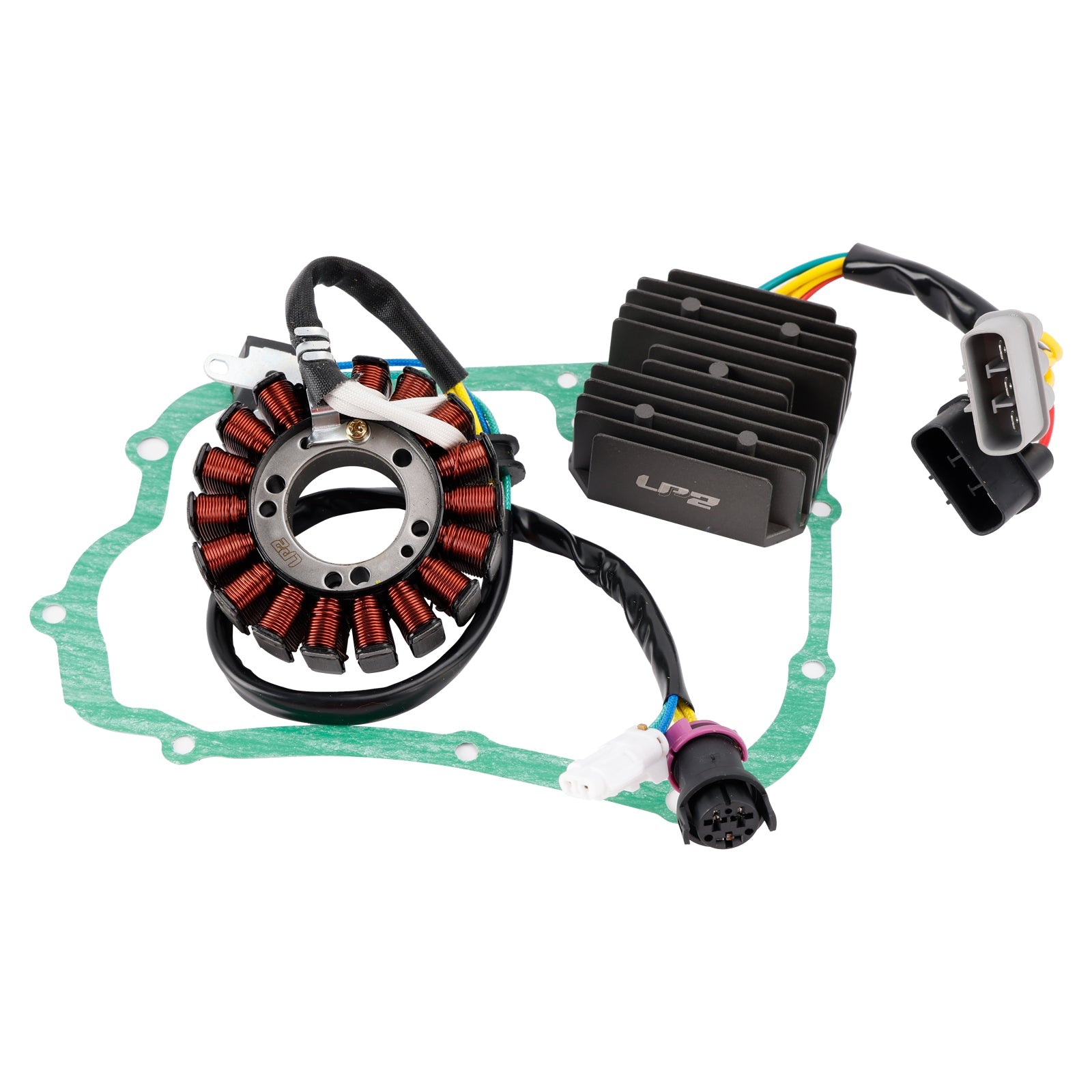 2-kantainen Magneto-staattori ja säätimen tiivistesarja Linhai 400 E2 Massimo T-boss 410