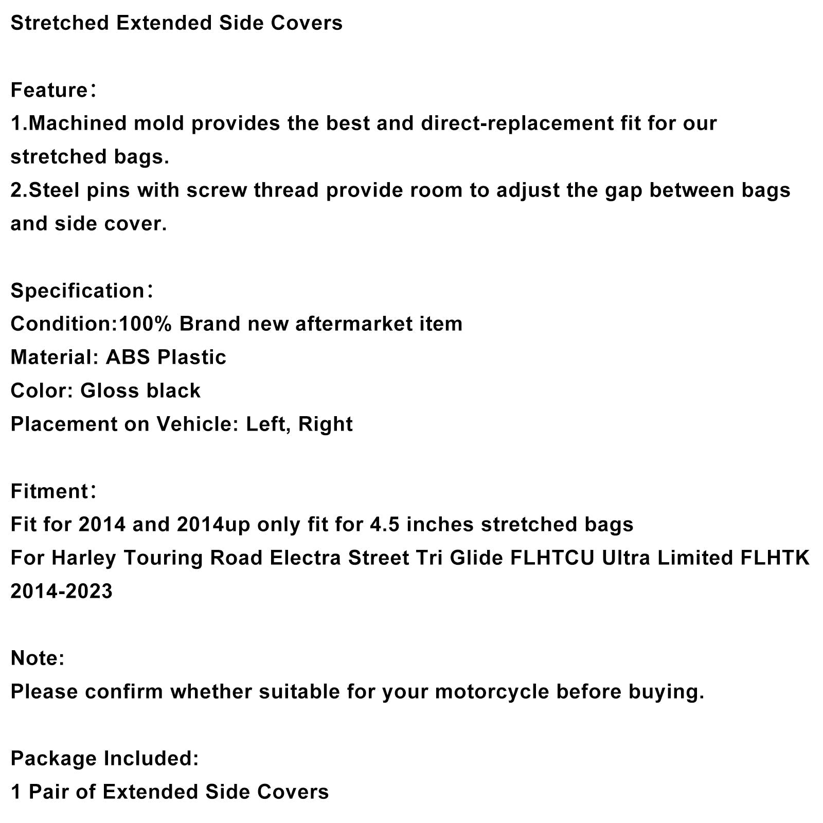 Ensemble de caches latéraux allongés pour Touring Road Glide King 2014-2022