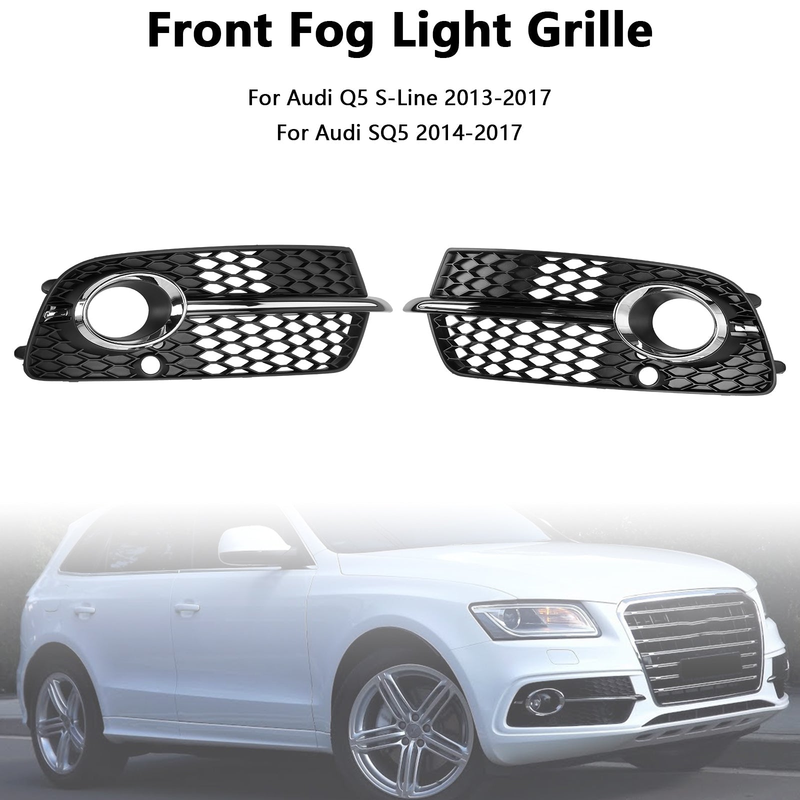 Etupuskurin sumuvalon säleikkö Audi Q5 S-Line SQ5 2013-2017 musta kromi