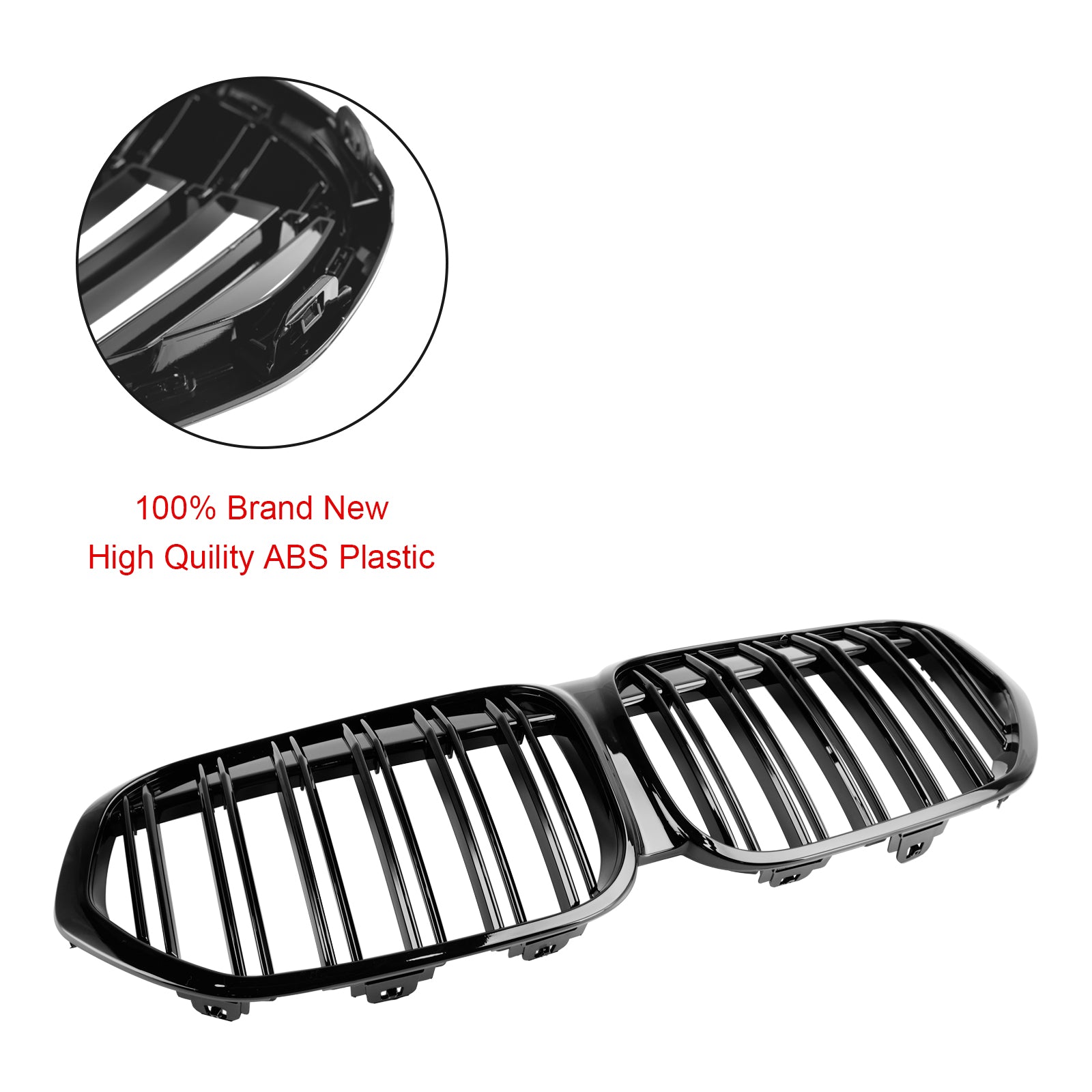Gloss Black Front Nier Grill Grill voor BMW X1 F48 F49 2019-2021 Dubbele lat