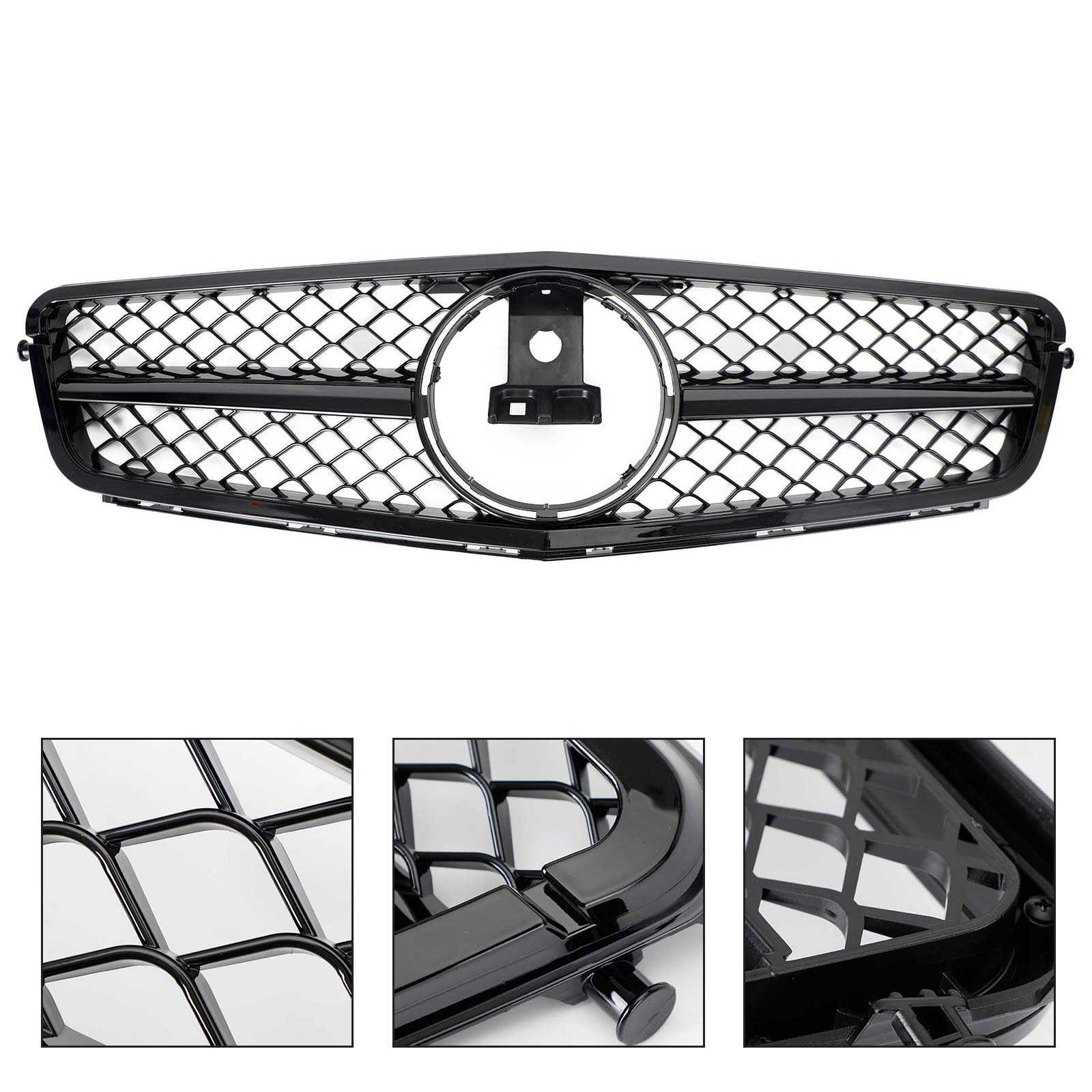 Front Bumper Grille Grill Pour C-Class Benz W204 C300 C350 2008-2014 w/LED
