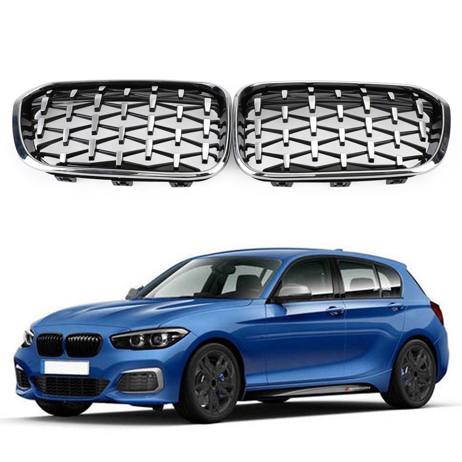 Chrome Black Front ledvična mreža za BMW 2015-2017 Series 1 F20/F21