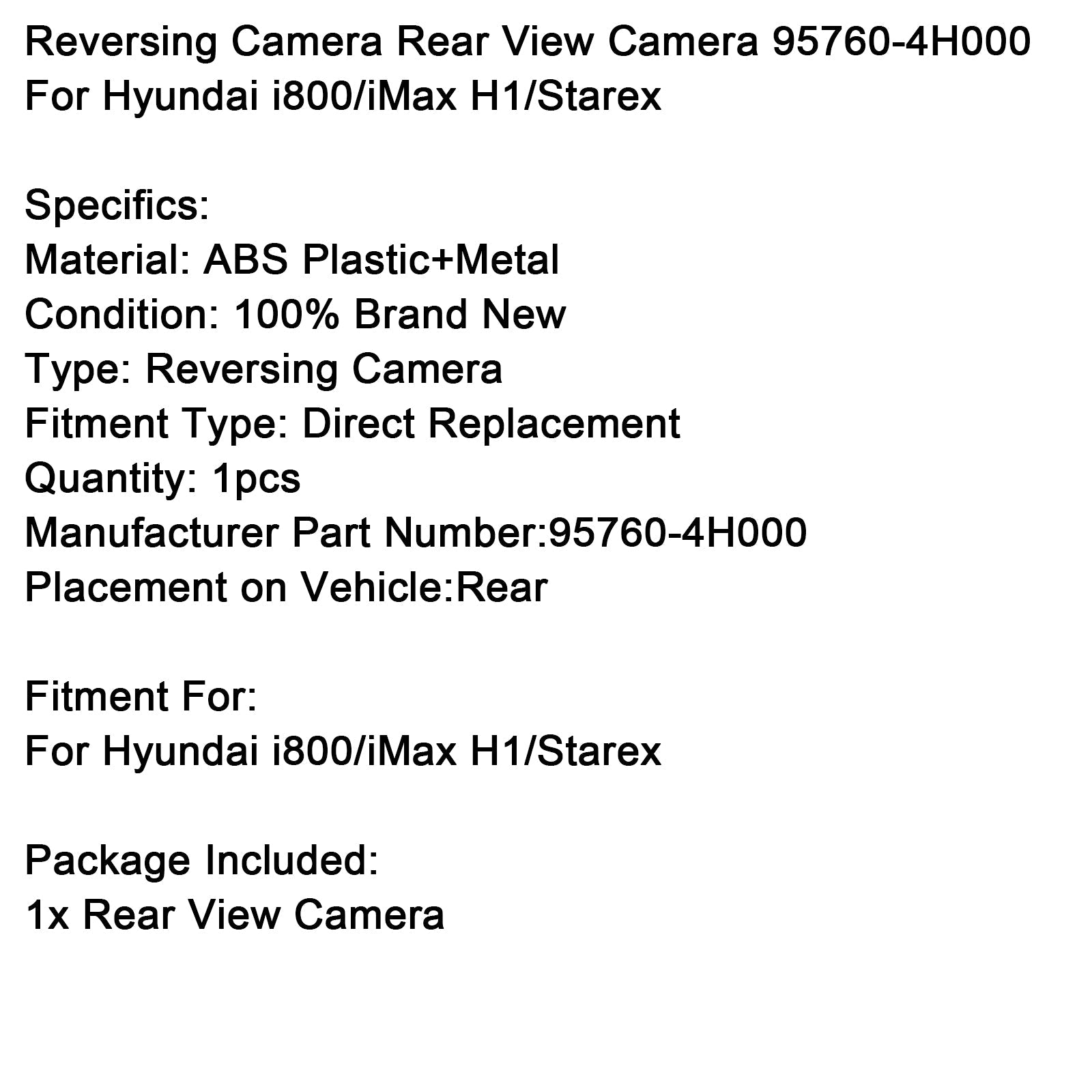 Caméra de recul pour Hyundai i800/iMax H1/Starex 95760-4H000