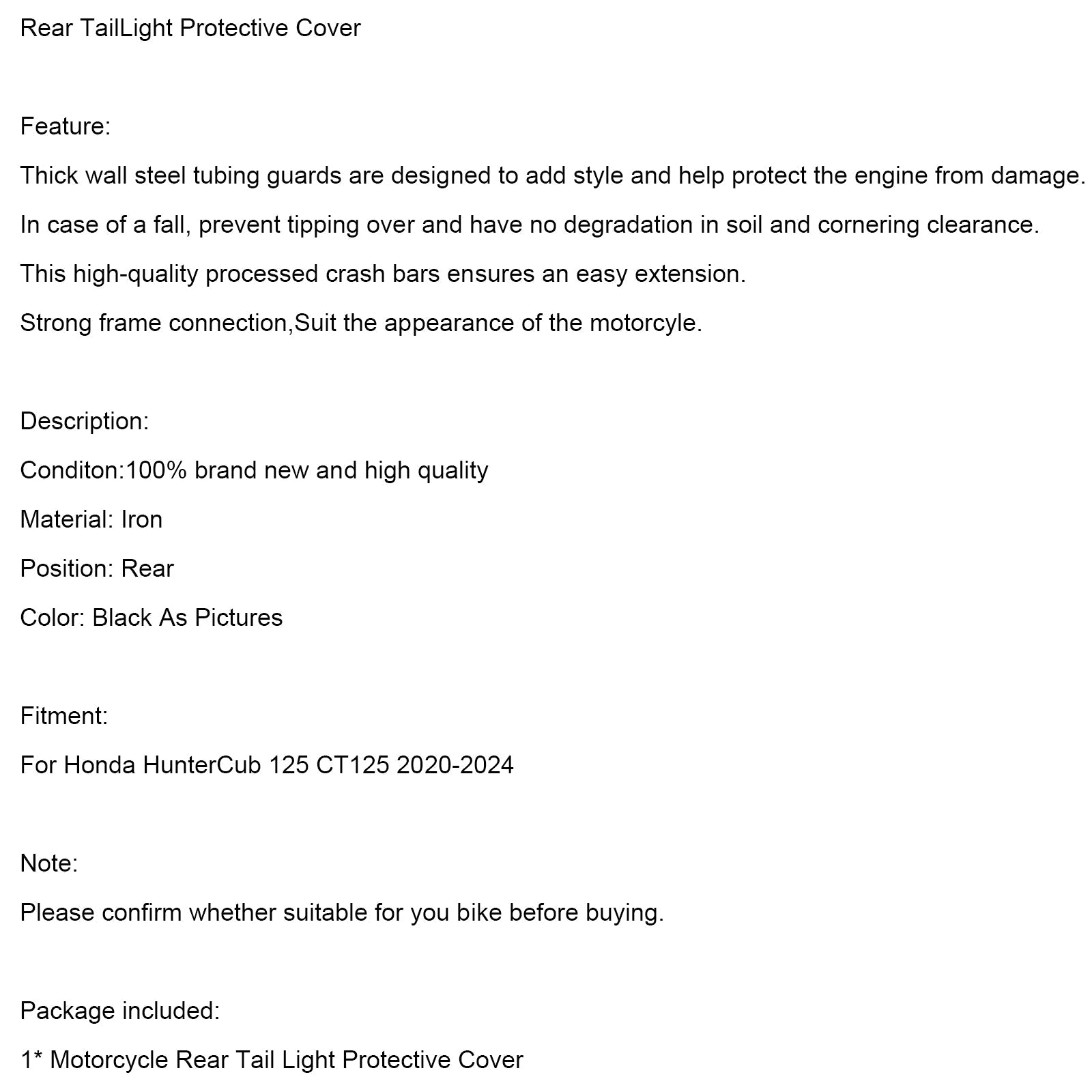 Osłona tylnego światła do Hondy Huntercub 125 CT125 2020-2024