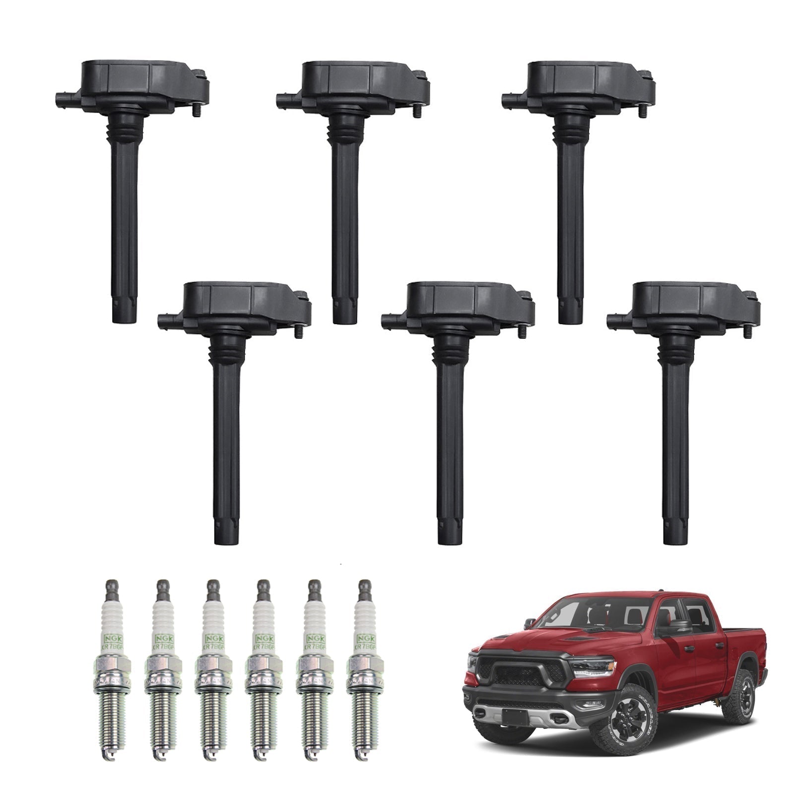 2018-2021 Jeep Wrangler 3.6L 6 stuks Bobine + UF807 Bougie 0221504038 68223569AB