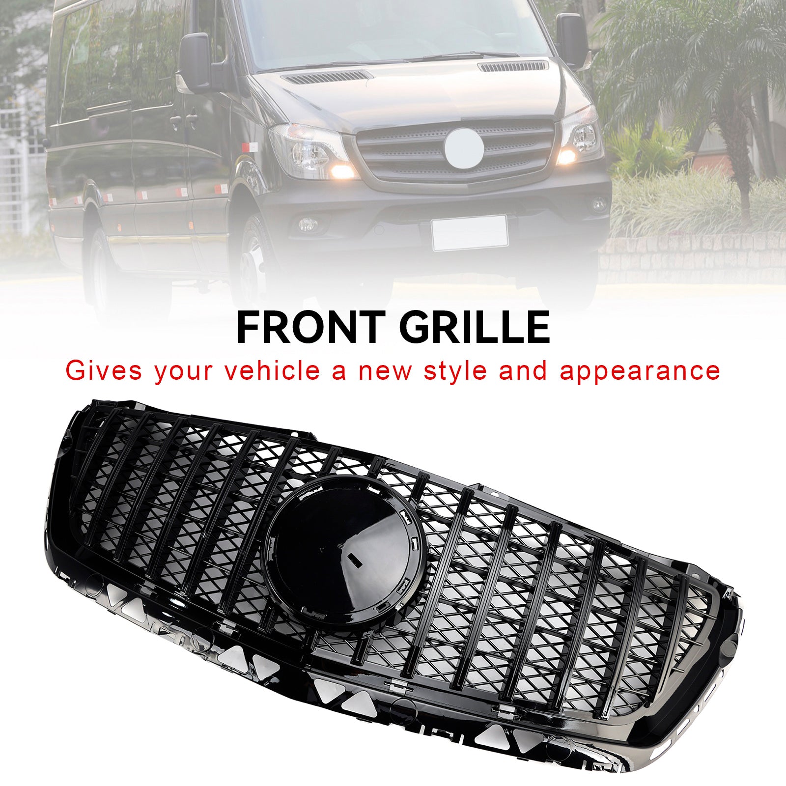 Black Front Bumper Grill Grille Pour Mercedes Benz Sprinter W906 2014-2018
