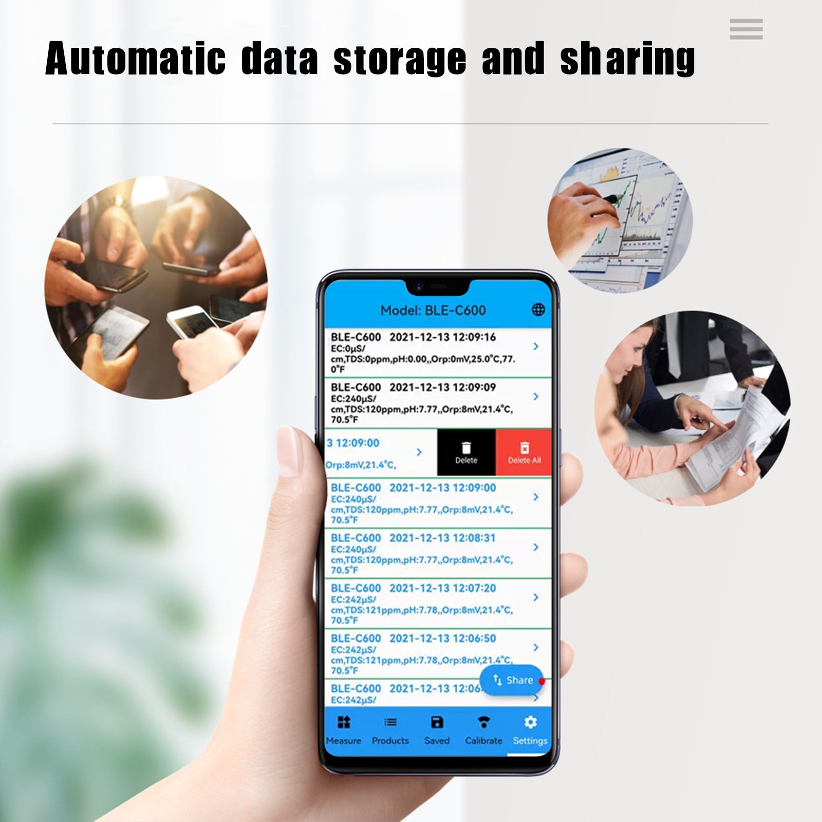 Testeur de mesure Bluetooth 7 en 1 PH EC Conductivité TDS Salinité ORP SG