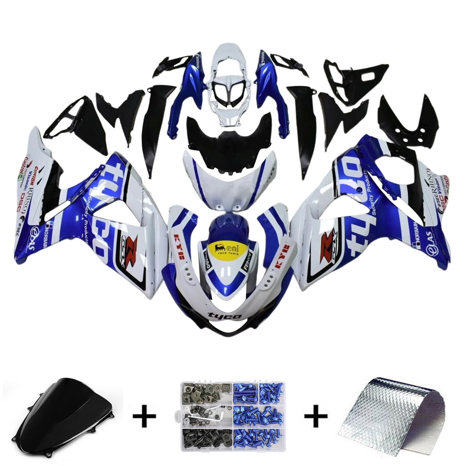 Kit carena AMOTOPART bianco e blu per SUZUKI GSXR1000 K9 2009-2016