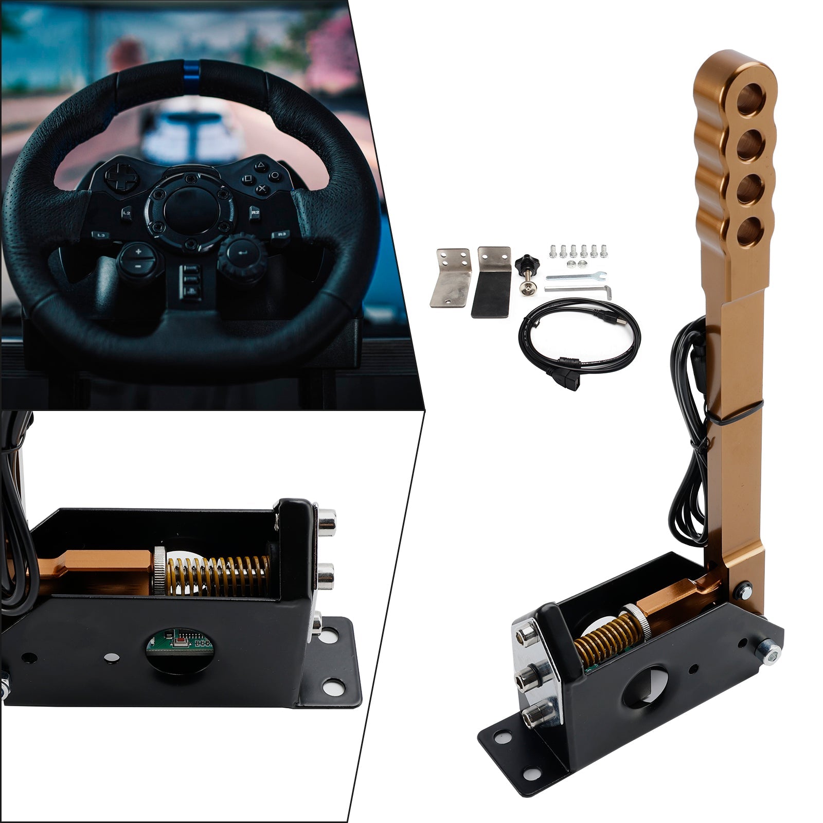 14 -bittinen kilpa -käsijarru USB SIM -PC: lle, jossa on omaisuuspihdit G27/G29/T300/T500