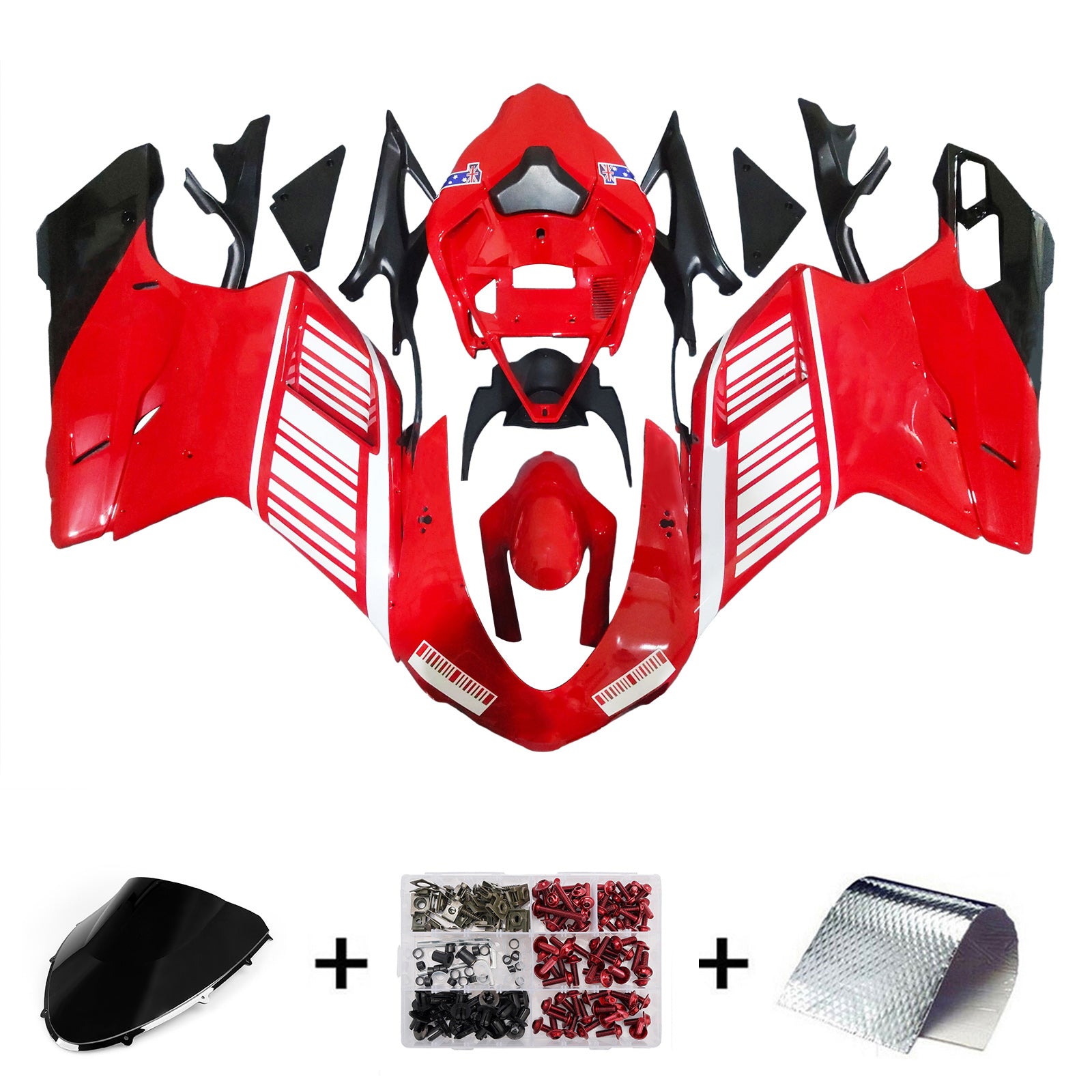 Kit de carénage par injection, carrosserie en plastique ABS, compatible avec Ducati 1098/1198/848 de 2007 à 2011