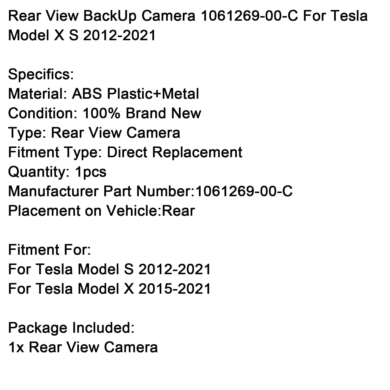 Camera omkeren 1061269-00-C voor Tesla Model XS 2012-2021