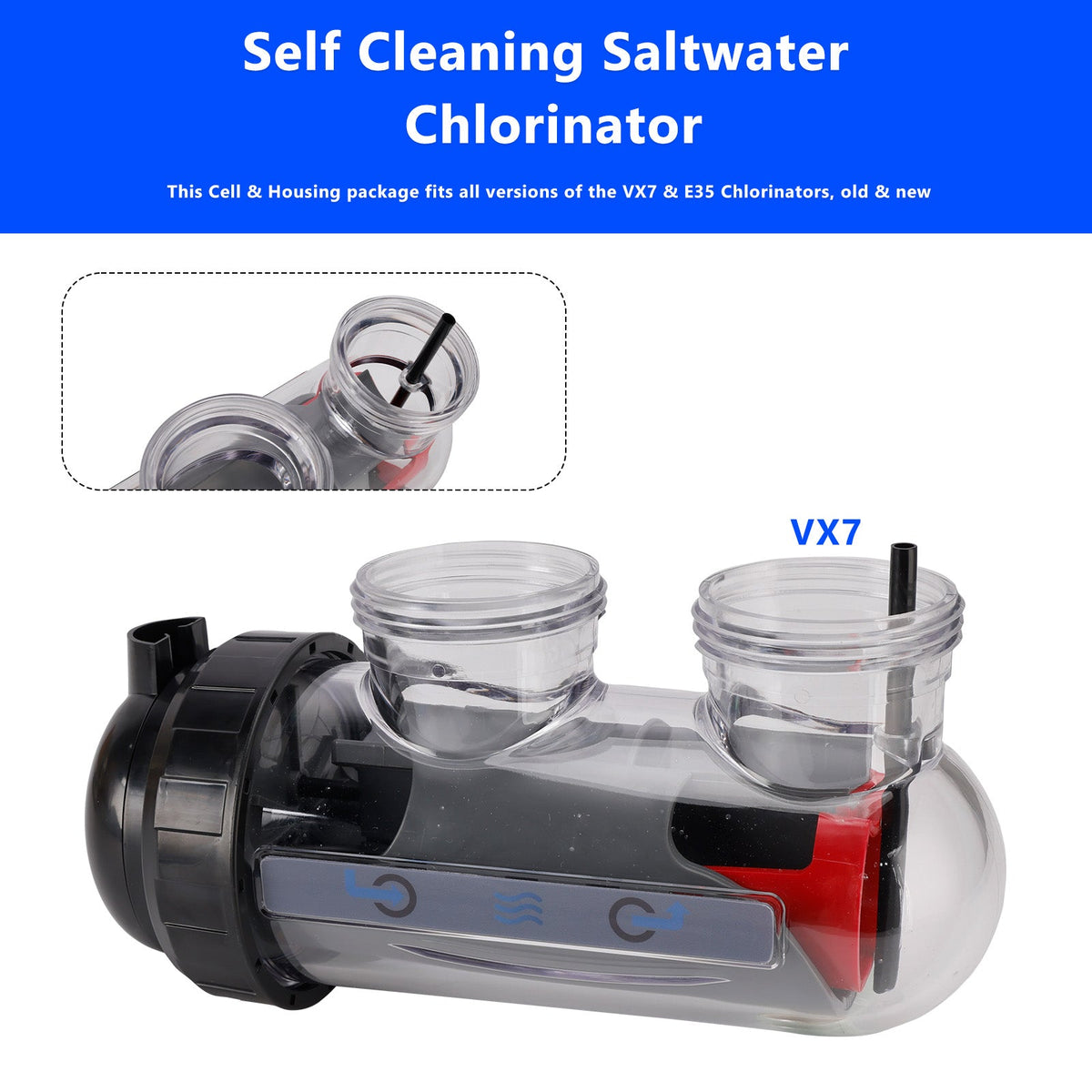 Cellule de remplacement pour chlorinateur à eau salée avec boîtier pour Astral/Hurlcon VX7