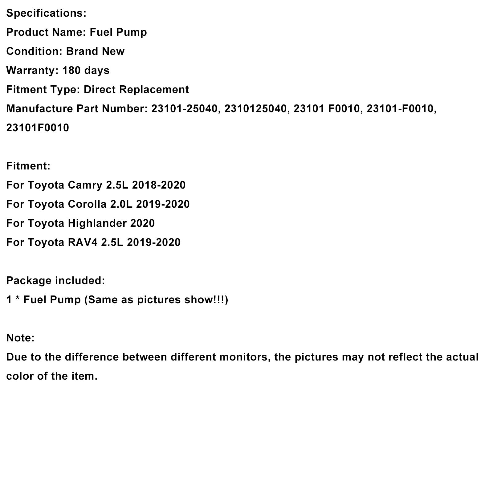 Bomba de combustible de alta presión 23101-25040 para Toyota Camry Corolla Highlander RAV4
