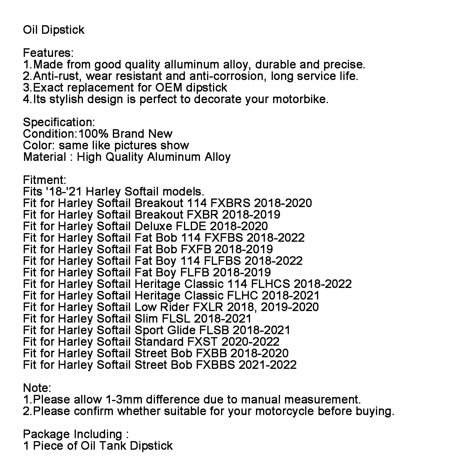 Öljymittarin säiliötulppa, sopiva korkki Harley Softailille 18-22