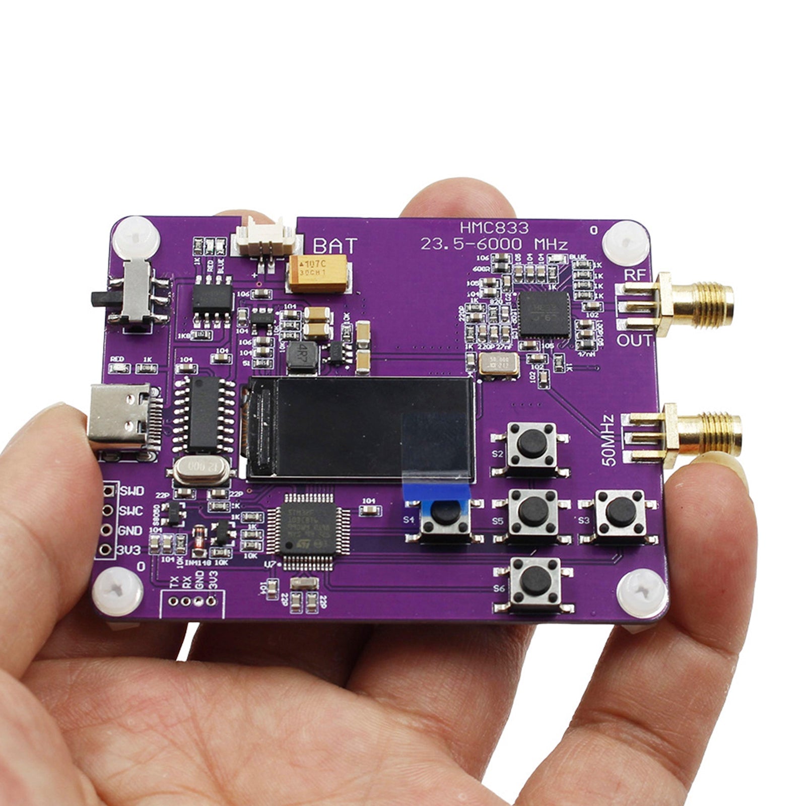 RF 6 GHz: n signaaligeneraattori, 23,5-6 000 MHz näppäimistö, OLED HMC833 -näyttö