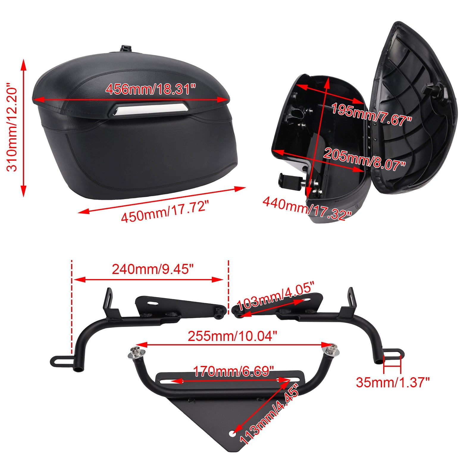 Support de sacoche noir pour Sportster 883 1200 X48 (2004-2025)