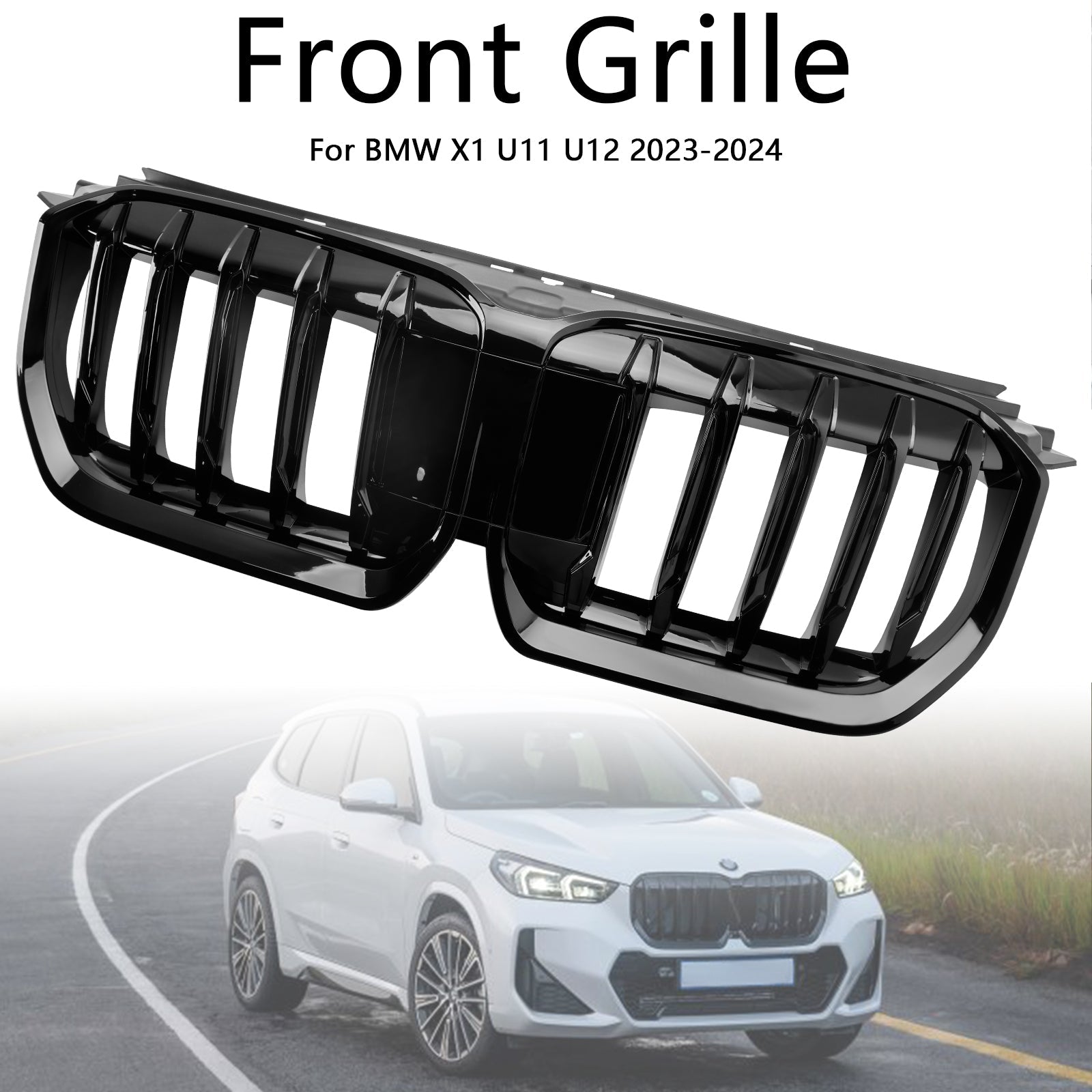 Glanzend zwarte voorbumpergrille voor BMW X1 U11 U12 2023-2024
