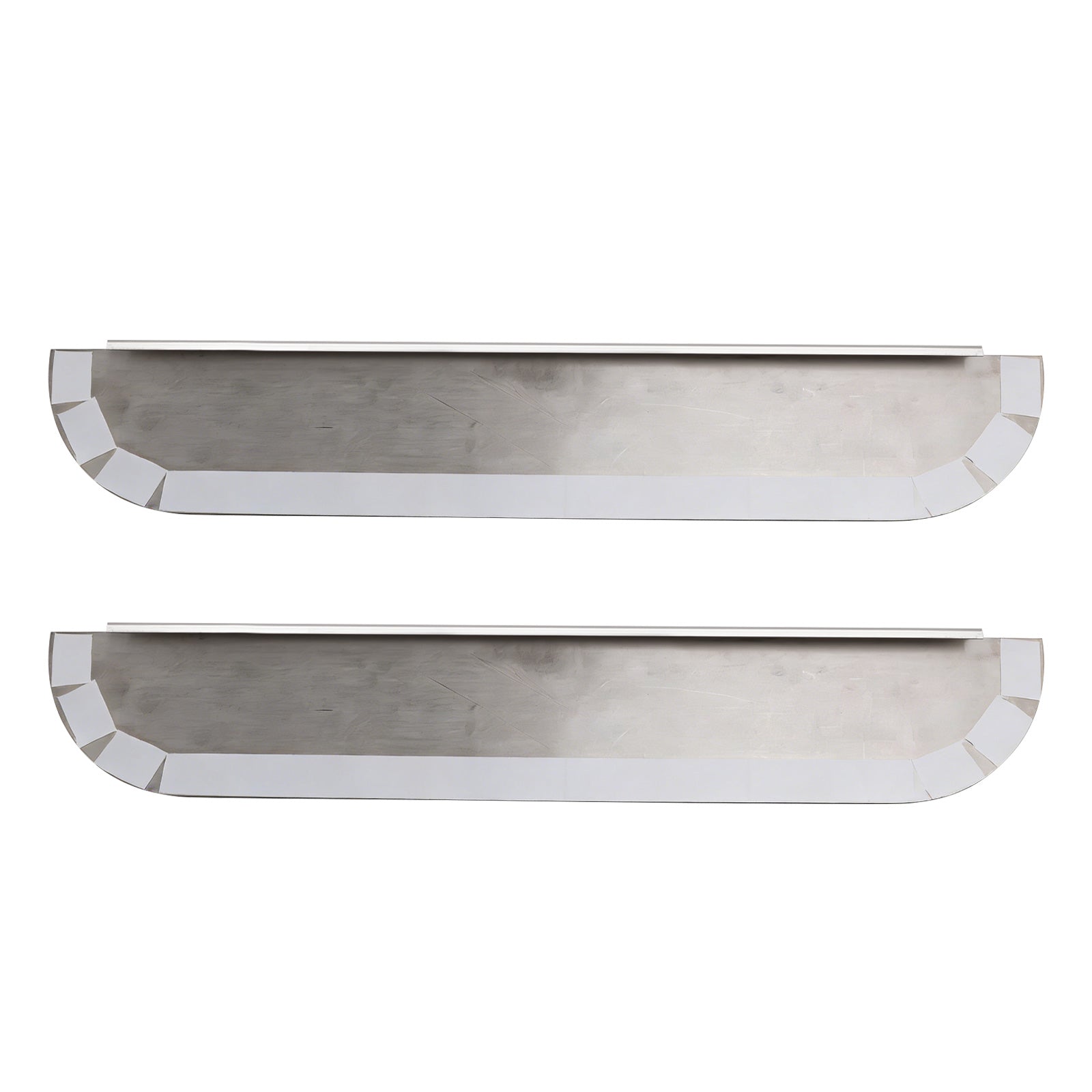 Paire de garnitures de fenêtre biseautées de 5 pouces en acier inoxydable pour Peterbilt 379/386/389 (2005-2024).