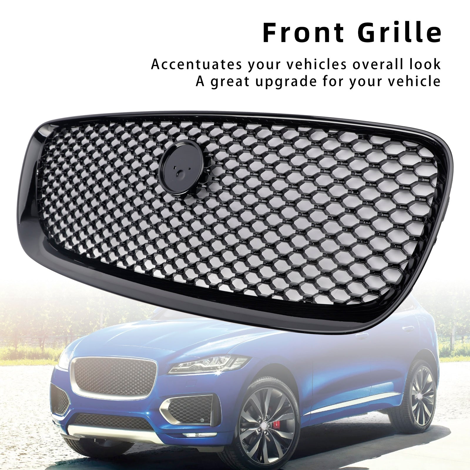 Grid de parachoques delantero negro brillante para Jaguar F-Pace X761 2016-2020