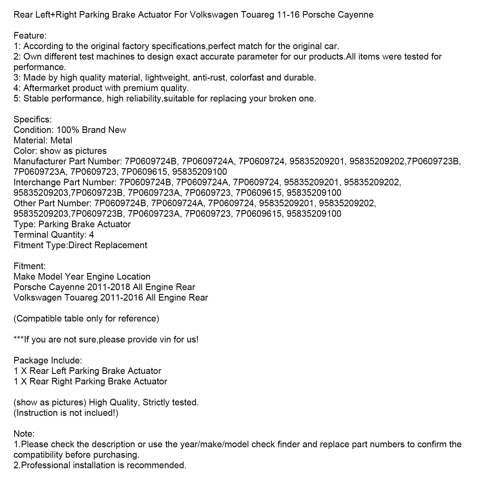 Parkeerremactuator achter L+R Porsche Cayenne 2011-2018 7P0609724B