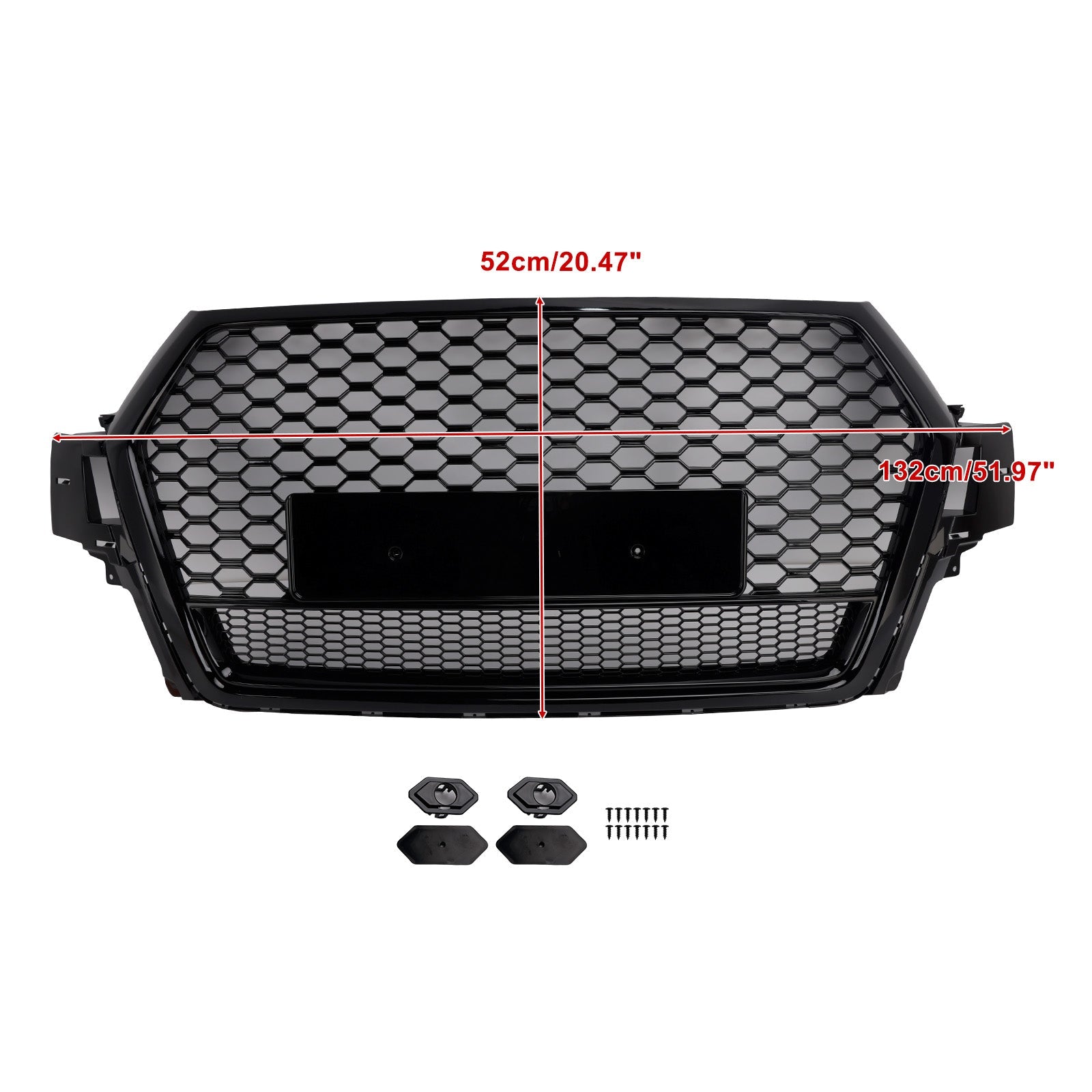 Grille de ventilation de pare-chocs avant en maille noir brillant pour Audi Q7 SQ7 (2016-2019) - Référence : 4M0853651F