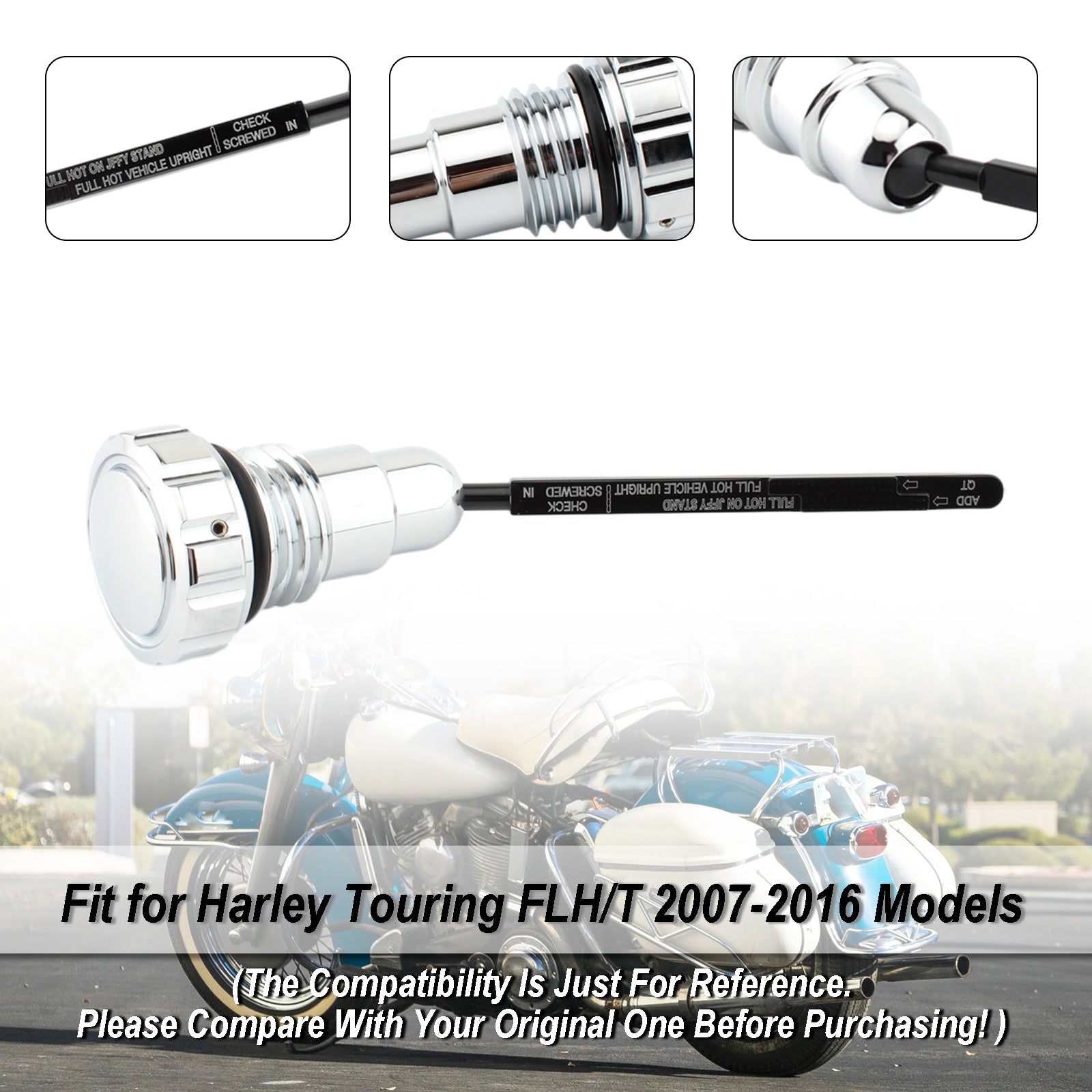 Tapa del tanque de calibre de aceite, Harley Touring FLH/T 2007 - Modelos 2016, enchufe para Touring FLH/T