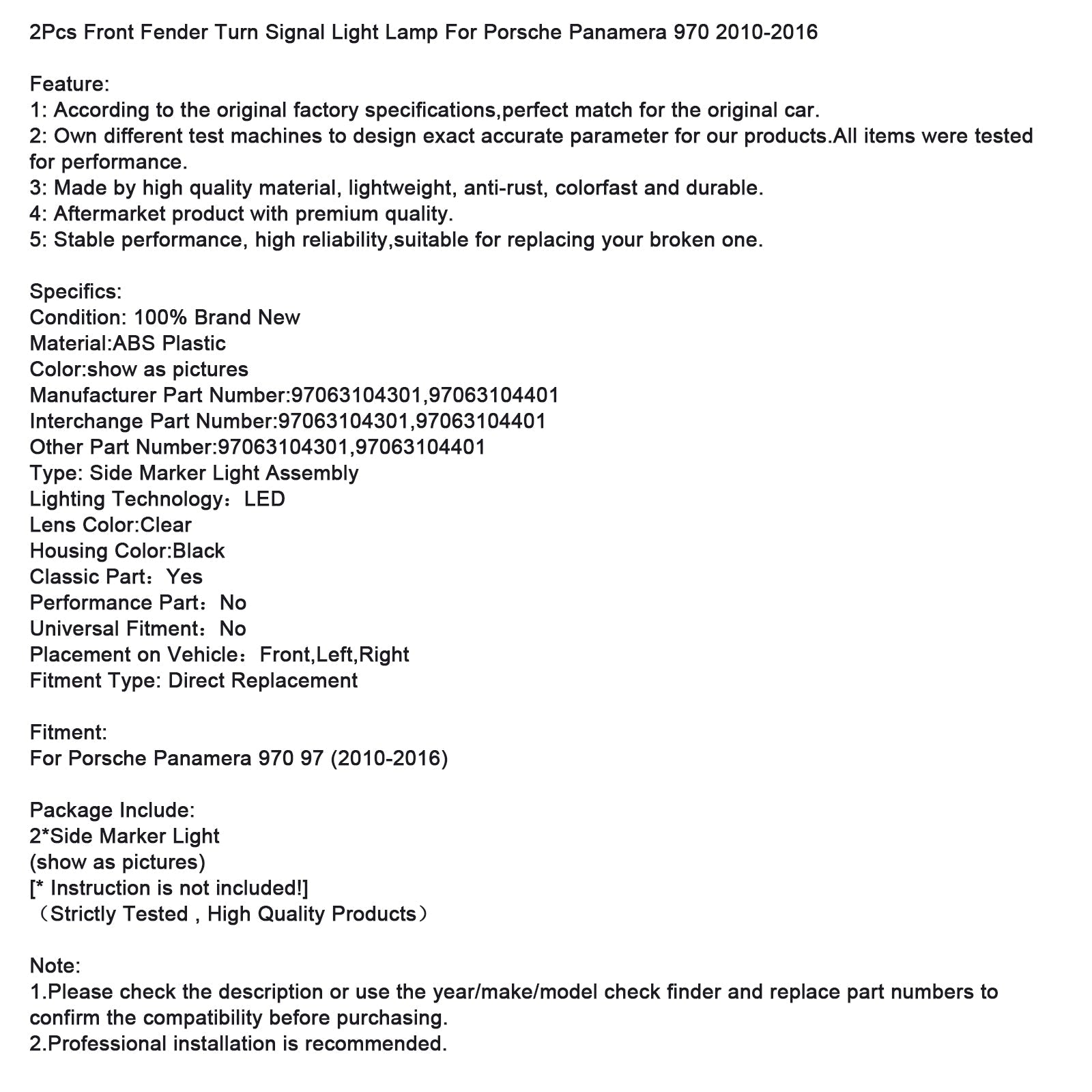 2010-2016 Porsche Panamera 970 -erä 2 indikaattoria ennen 97063104301 97063104401