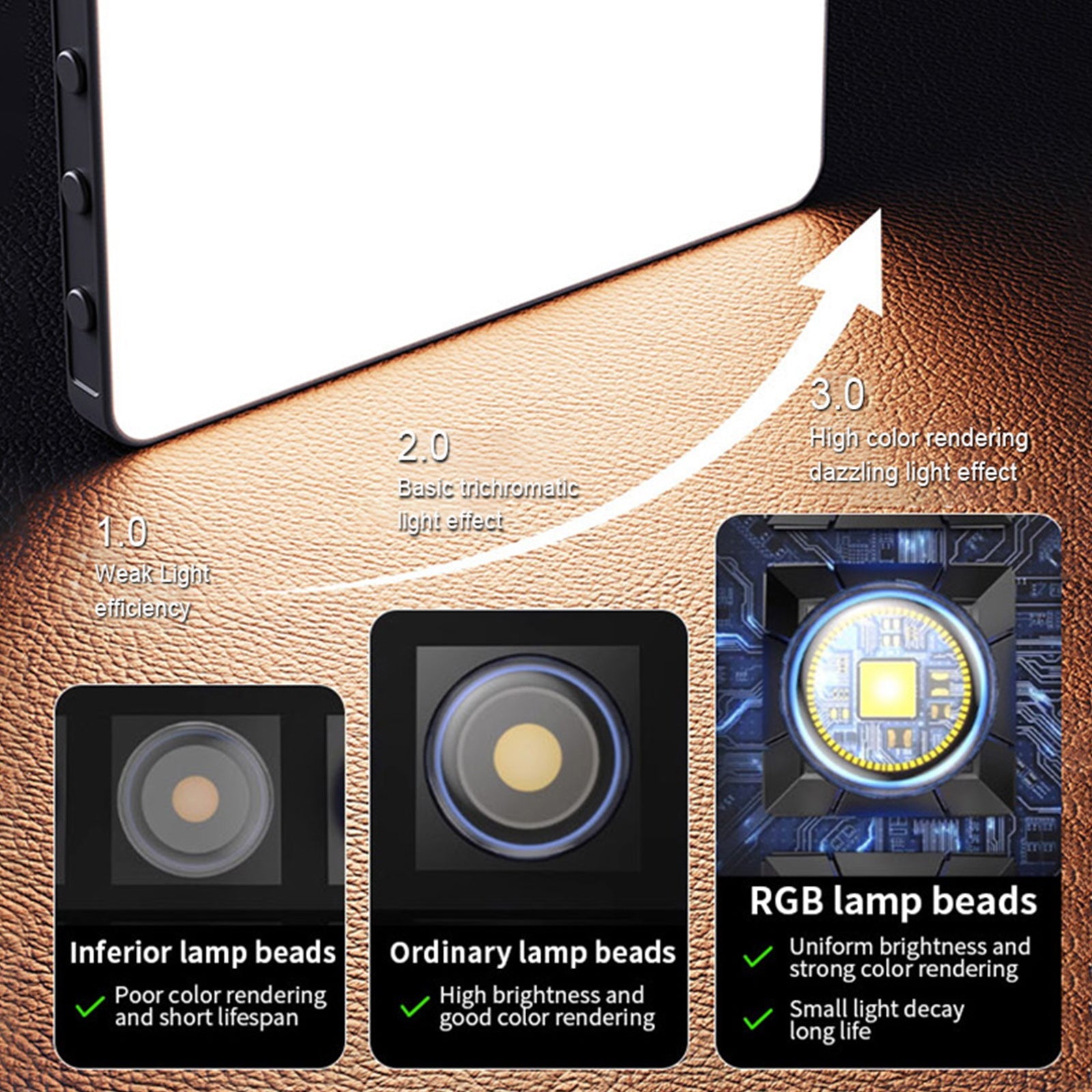 Linterna RGB 3000-9900K Luz de relleno LED RGB delgada a todo color Luz viva suave