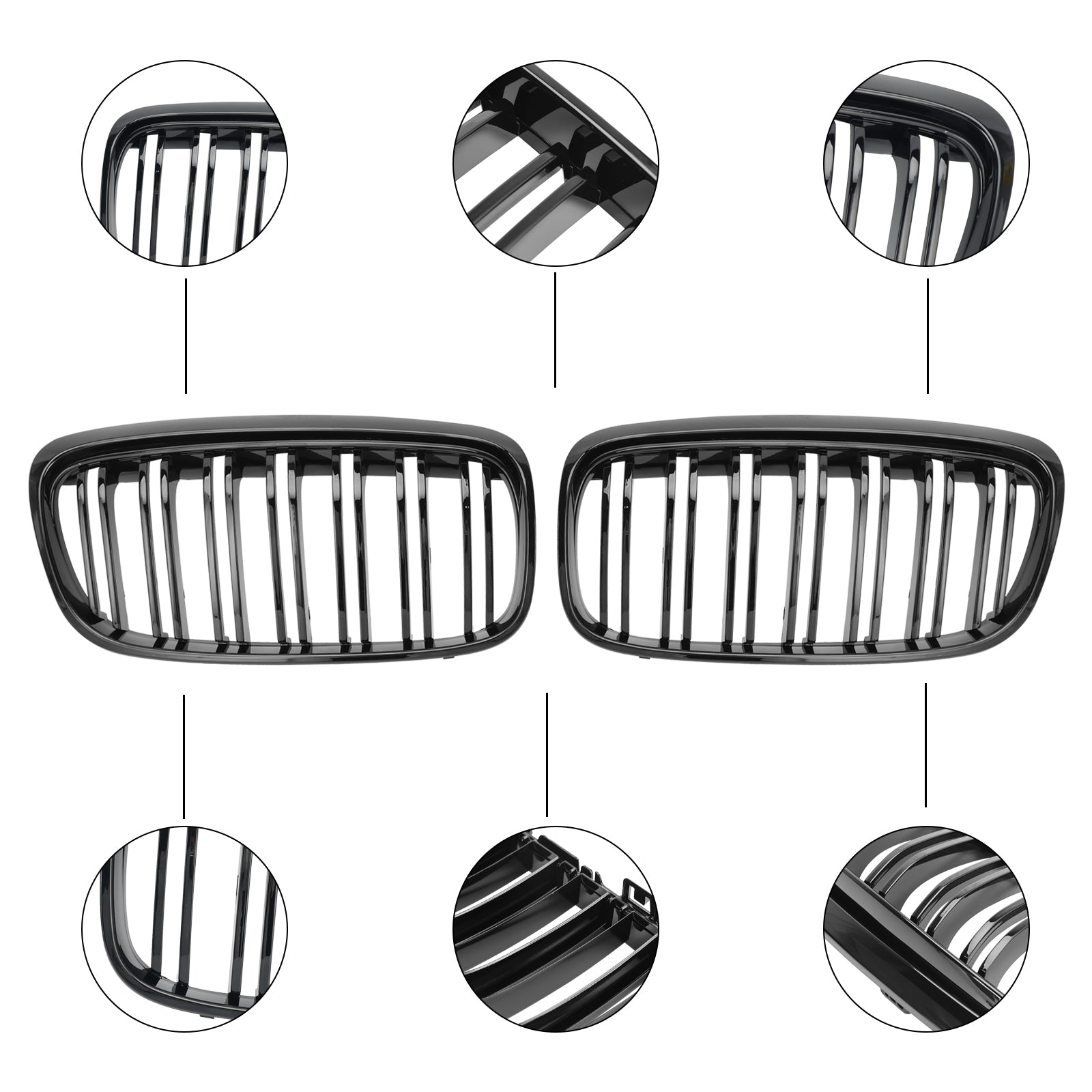 Rejilla delantera negra brillante para BMW Serie 2 Gran Tourer F45 F46 2015-2018